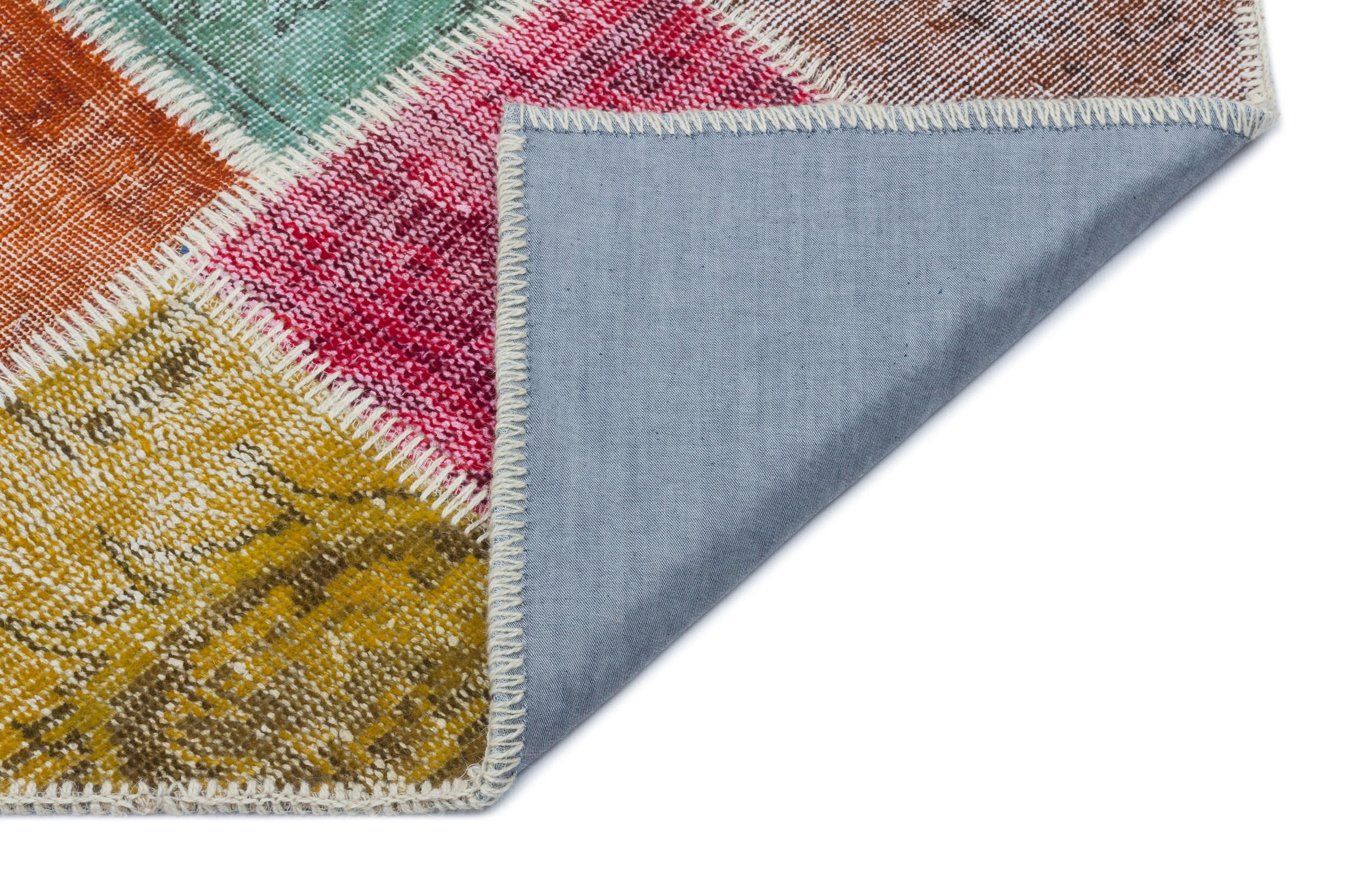 Iskece 33182 Beige Patchwork Wool Handmade Area Rug 3'11" x 5'11"