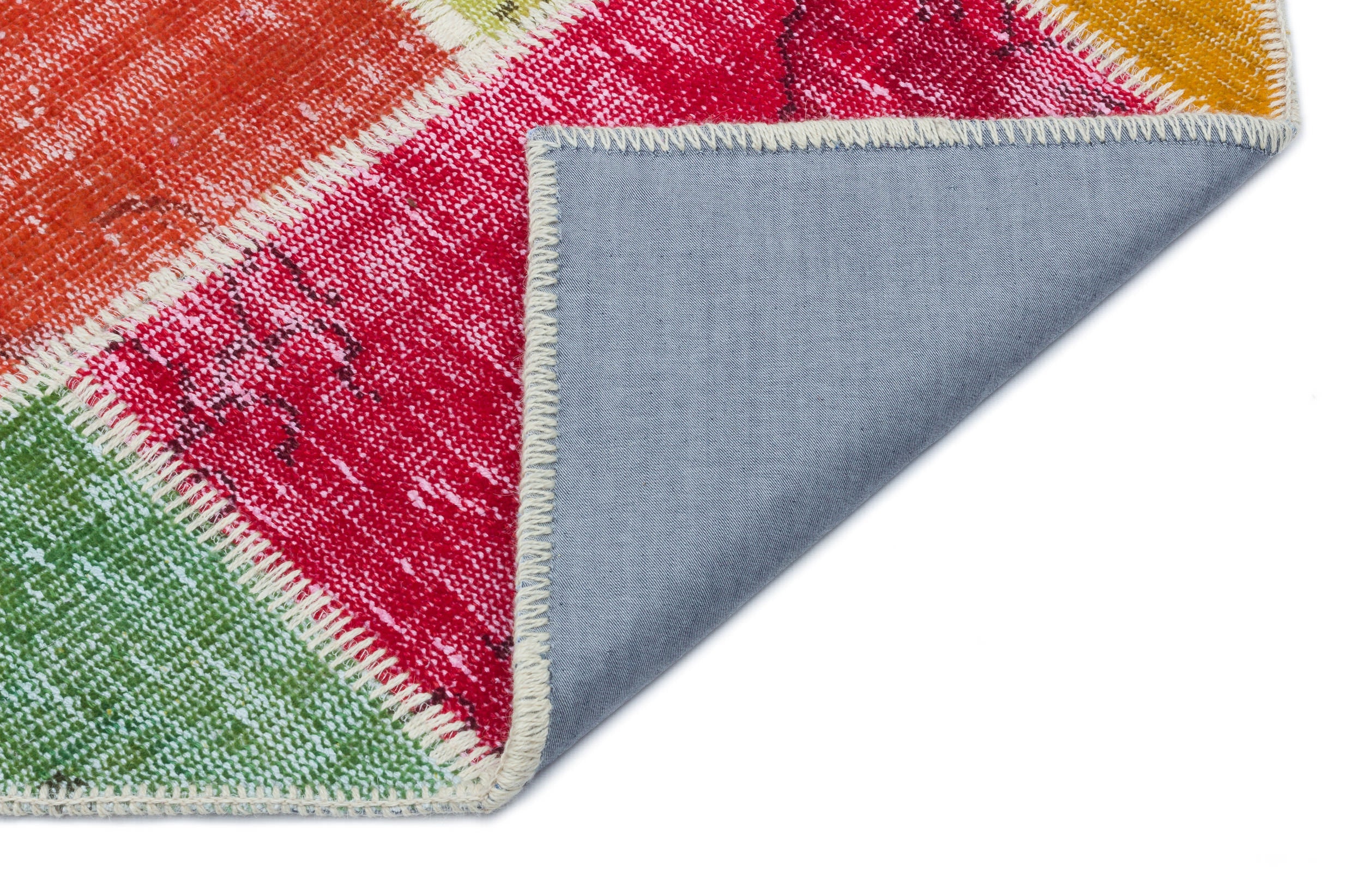 Iskece 33185 Beige Patchwork Wool Handmade Area Rug 3'11" x 5'11"