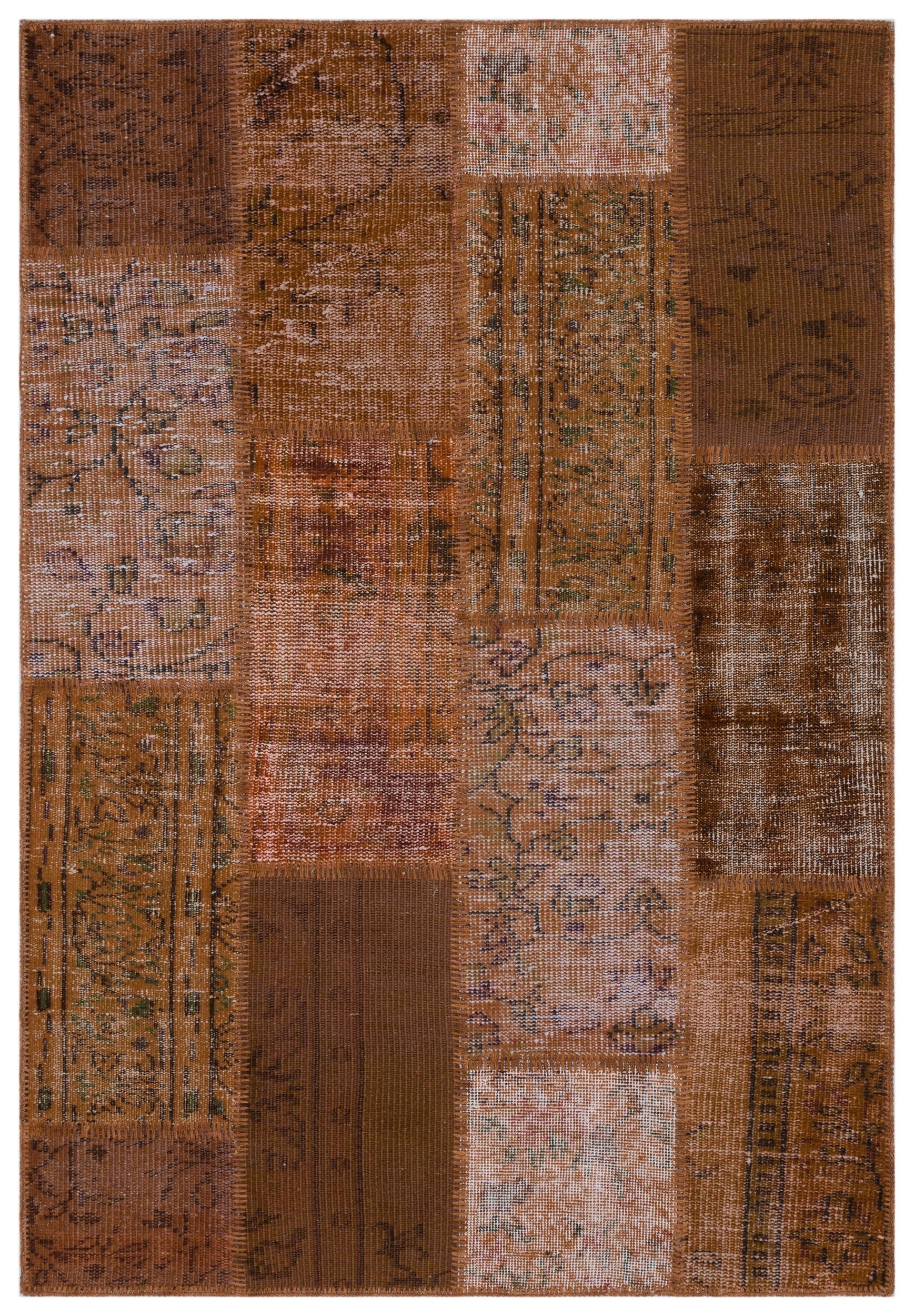 Iskece Brown Vintage Wool Handmade Area Rug 3'11" x 5'9"
