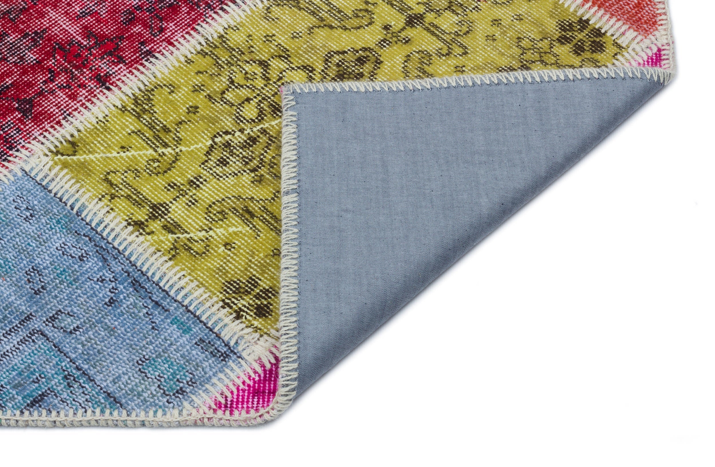 Iskece 33199 Beige Patchwork Wool Handmade Area Rug 3'11" x 5'11"