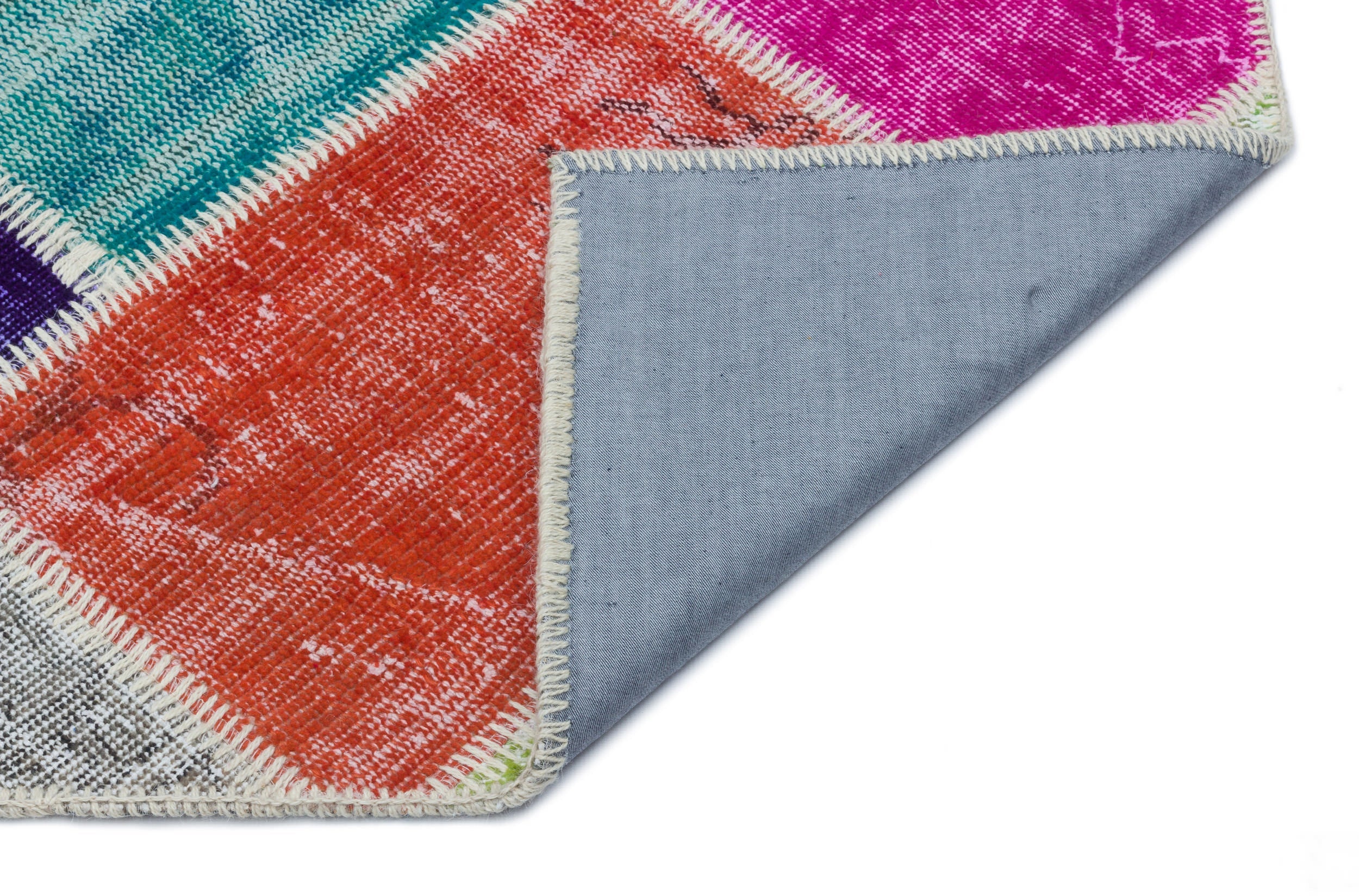 Iskece 33202 Beige Patchwork Wool Handmade Area Rug 3'11" x 5'11"