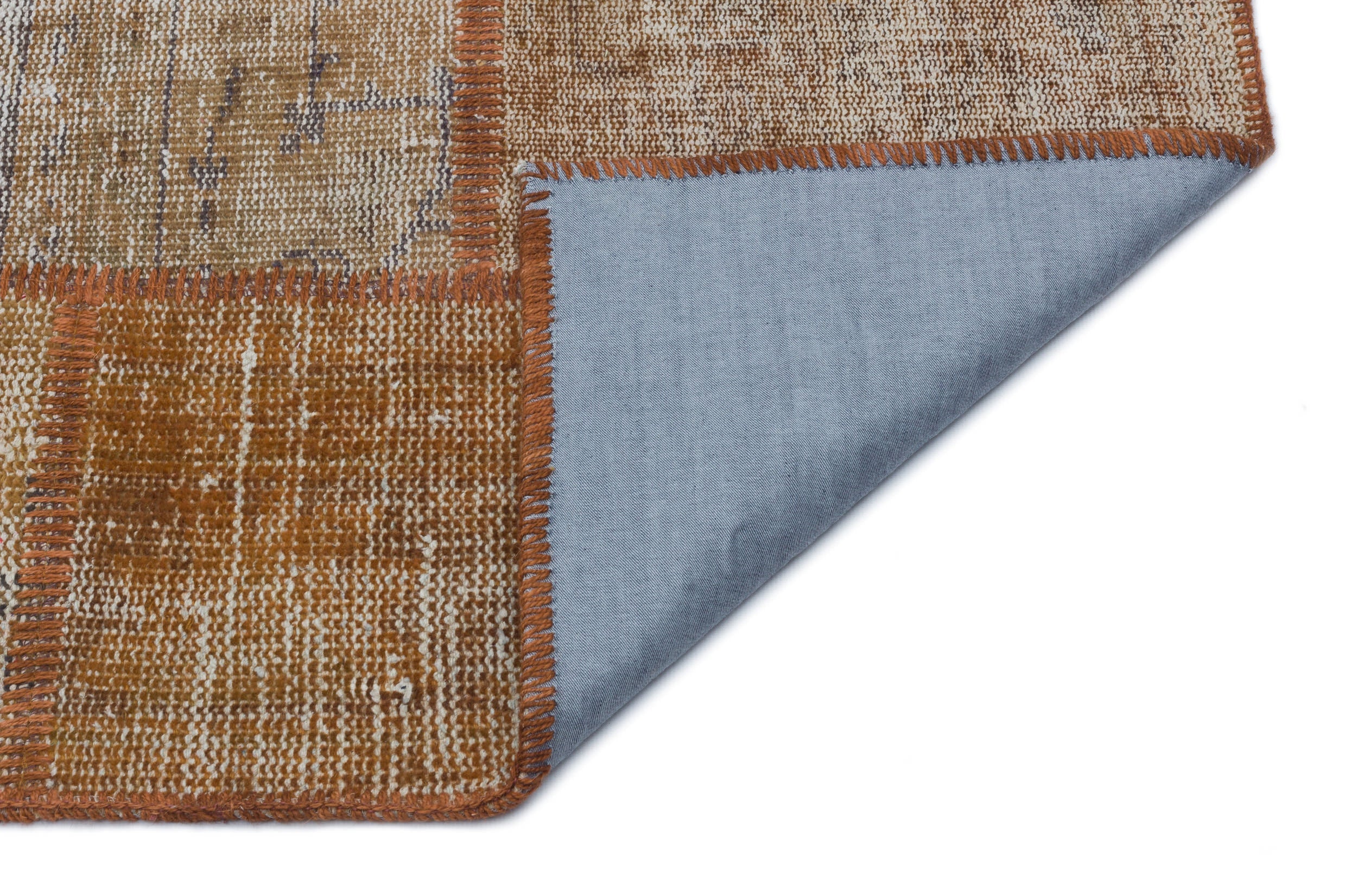 Iskece 33204 Brown Patchwork Wool Handmade Area Rug 3'11" x 5'11"