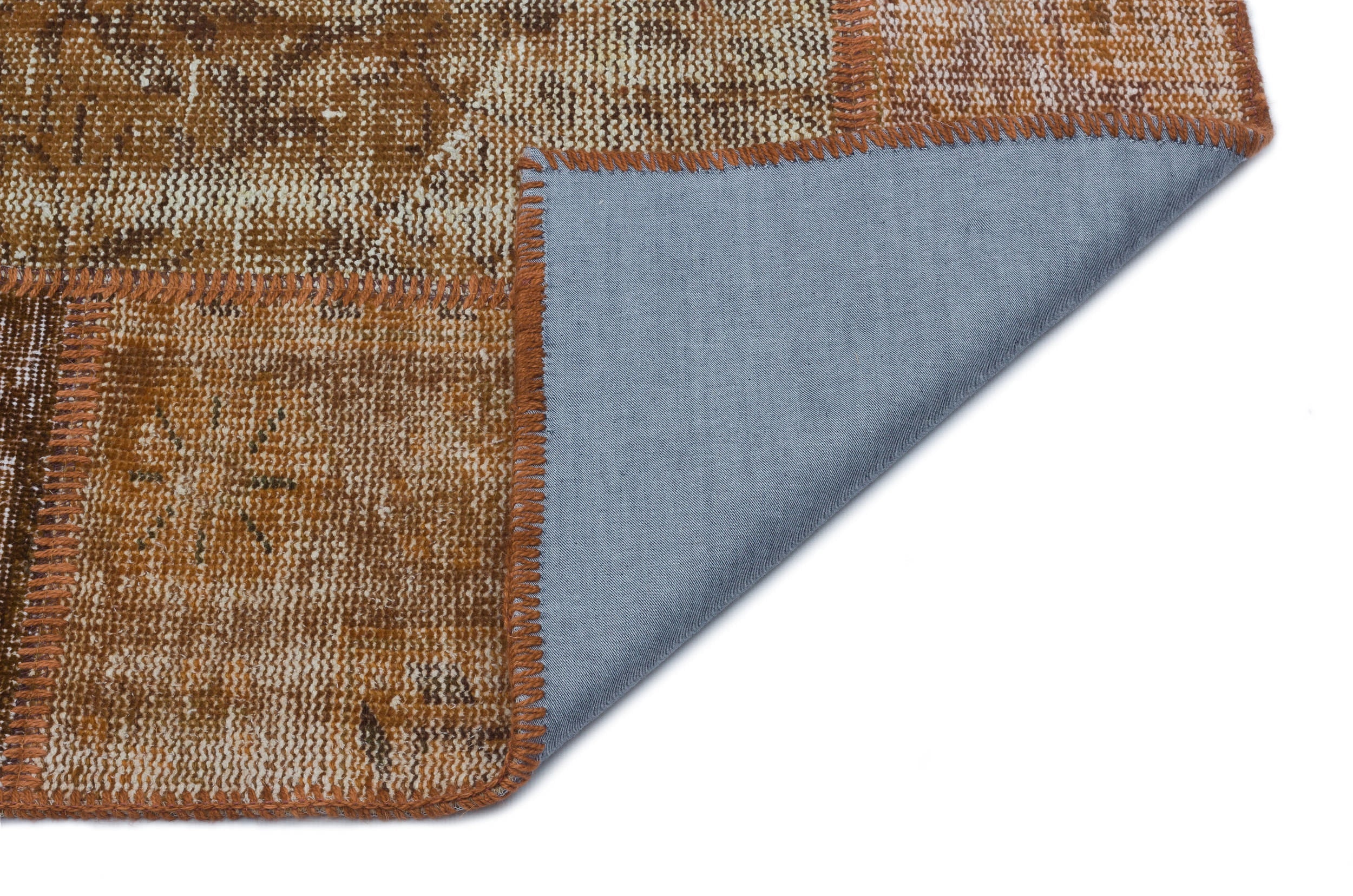 Iskece 33205 Brown Patchwork Wool Handmade Area Rug 3'11" x 5'11"