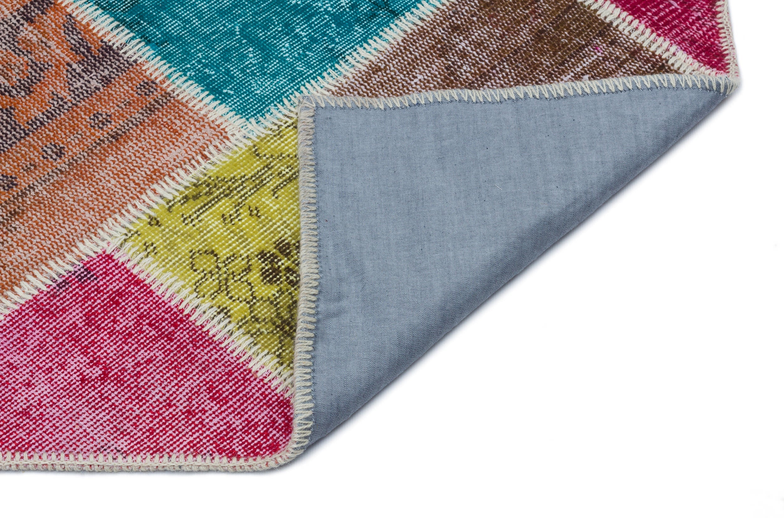 Iskece 33209 Beige Patchwork Wool Handmade Area Rug 3'11" x 5'11"
