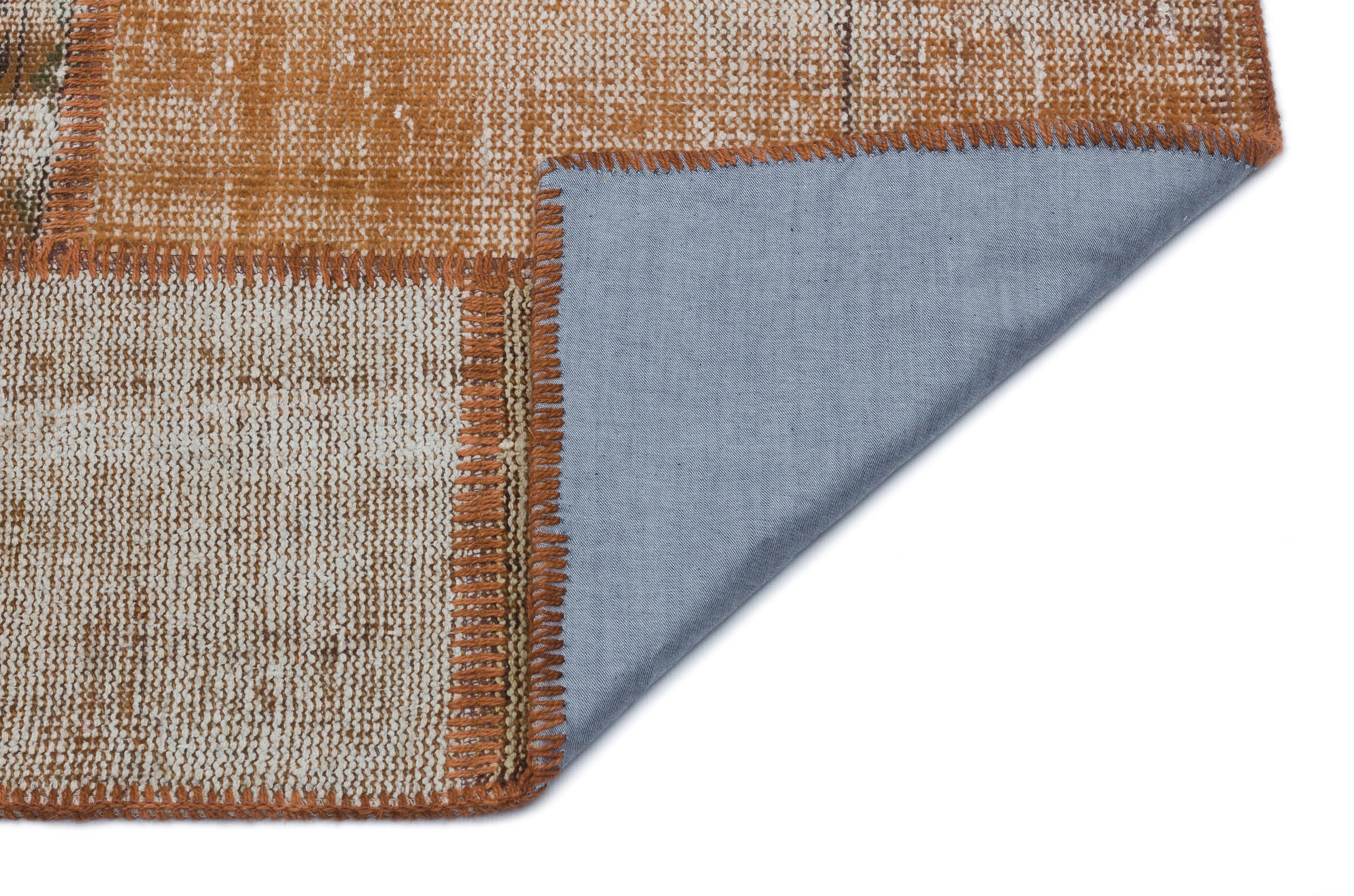 Iskece 33212 Brown Patchwork Wool Handmade Area Rug 3'11" x 5'11"