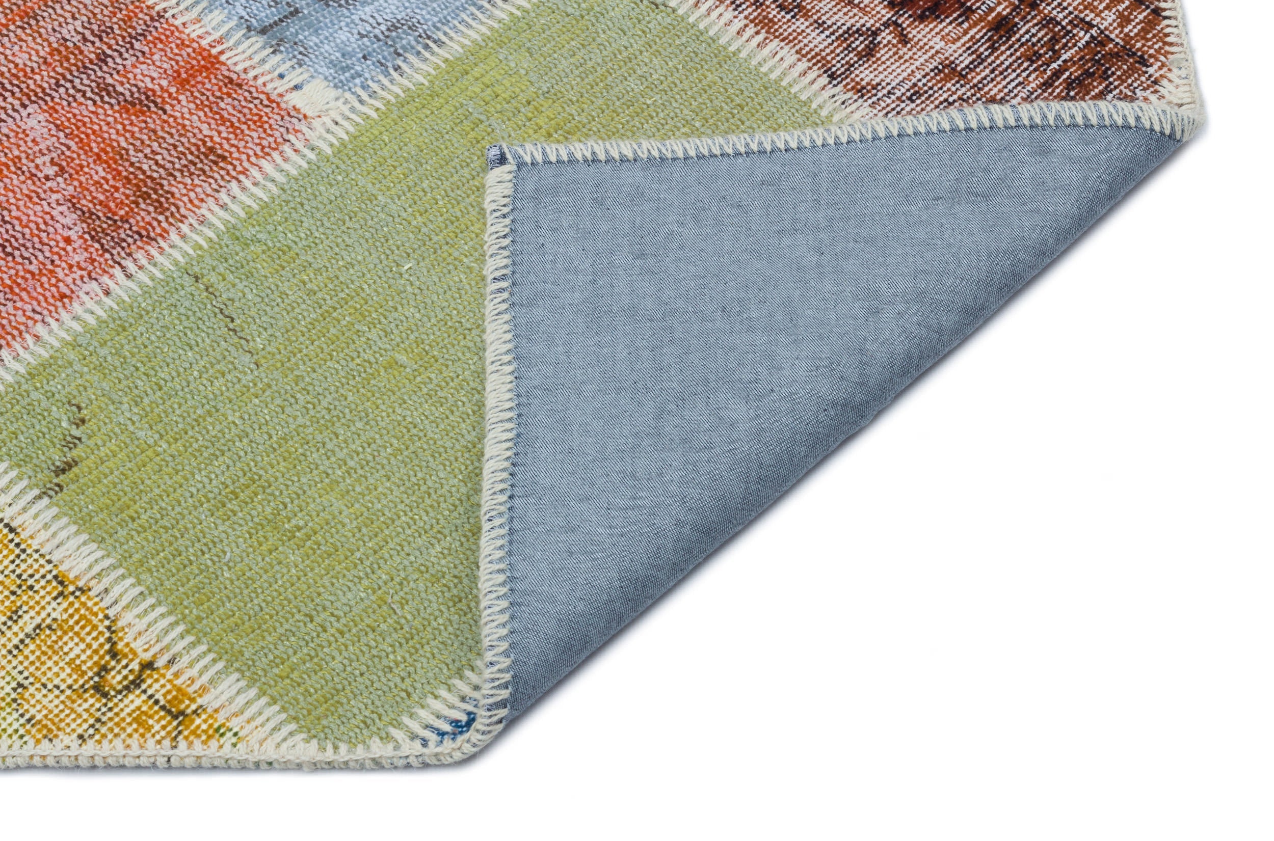 Iskece 33217 Beige Patchwork Wool Handmade Area Rug 5'3" x 7'7"