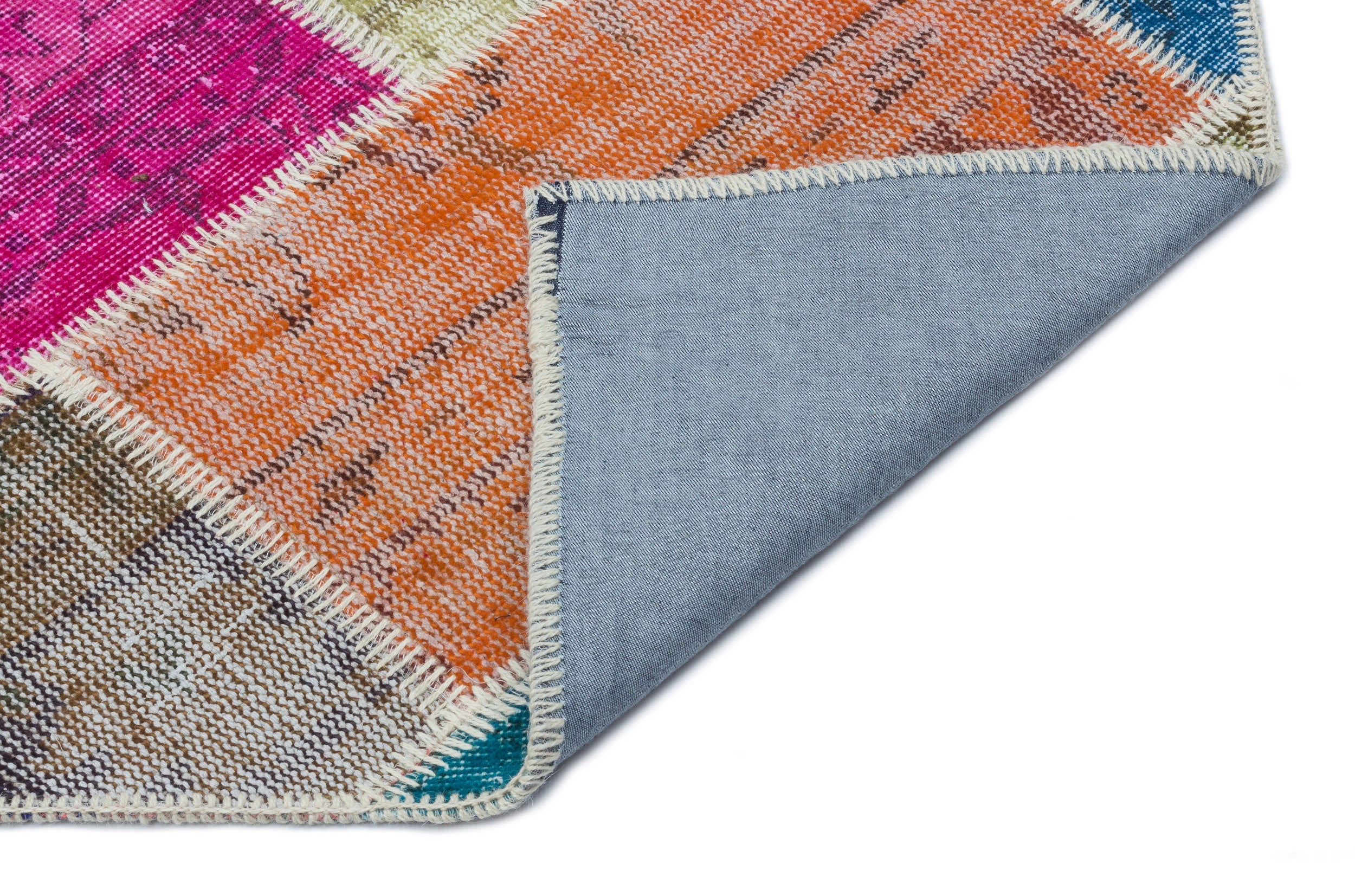 Iskece 33226 Beige Patchwork Wool Handmade Area Rug 5'3" x 7'7"