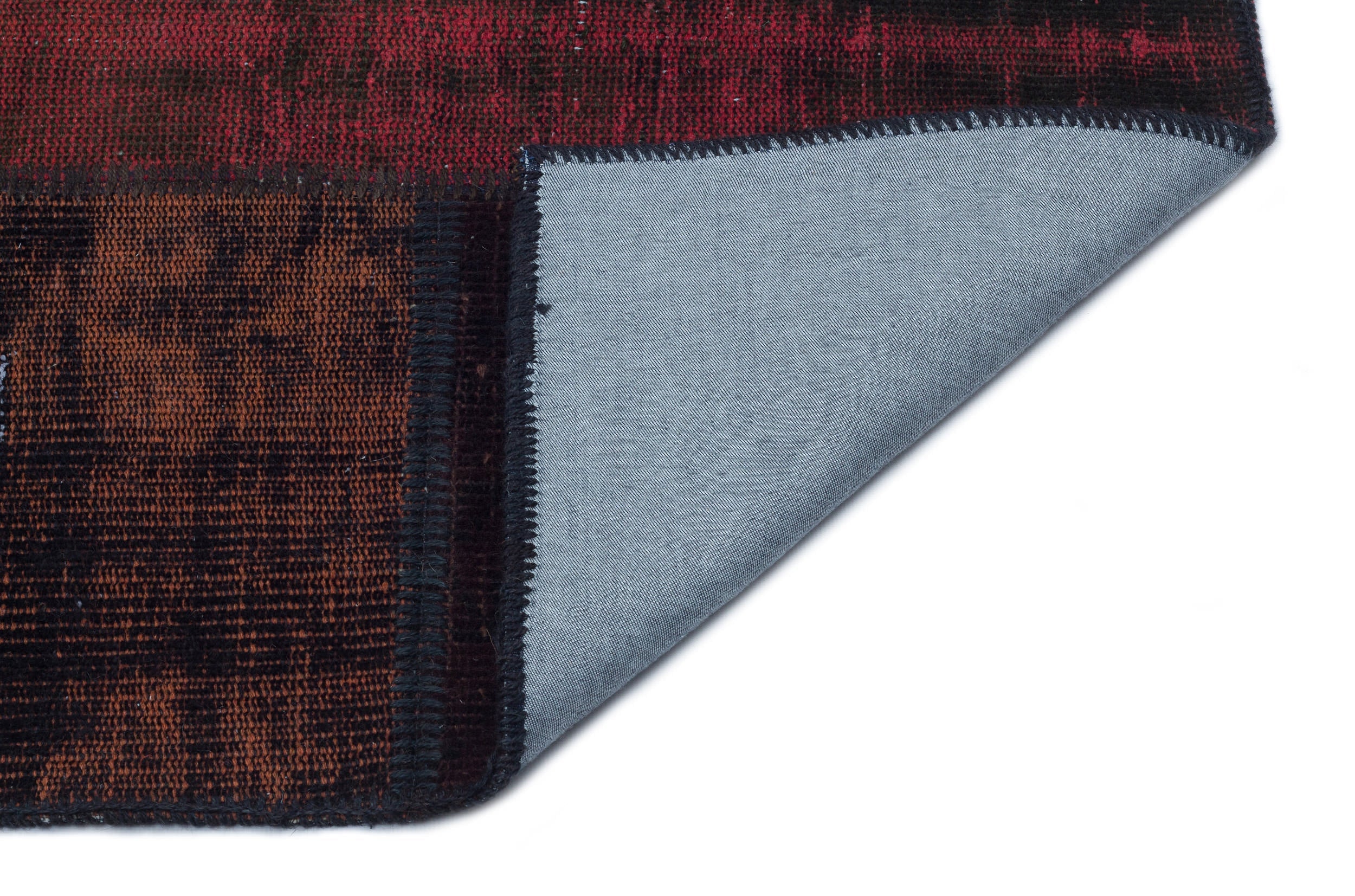 Iskece 33229 Burgundy Patchwork Wool Handmade Area Rug 5'3" x 7'7"