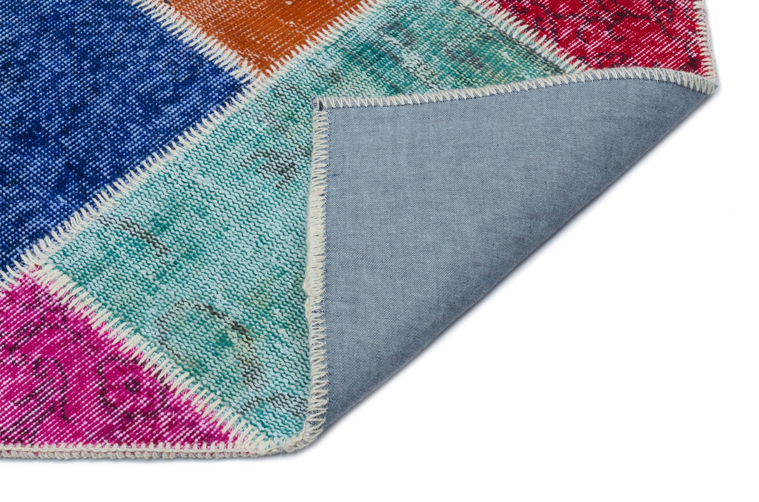 Iskece 33235 Beige Patchwork Wool Handmade Area Rug 5'3" x 7'7"