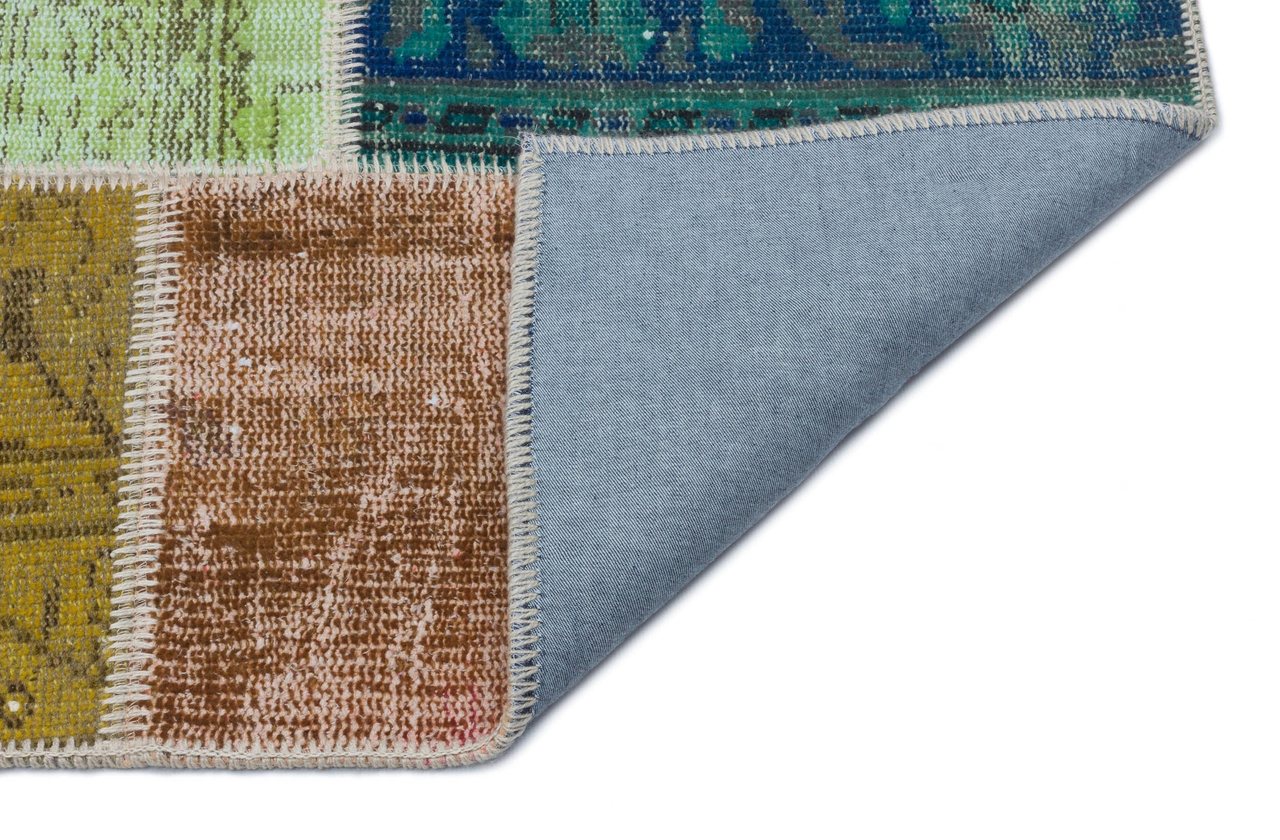 Iskece 33252 Beige Patchwork Wool Handmade Area Rug 5'3" x 7'7"