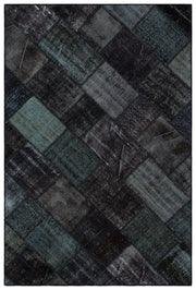 Iskece Black Vintage Wool Handmade Area Rug 5'2" x 7'9"