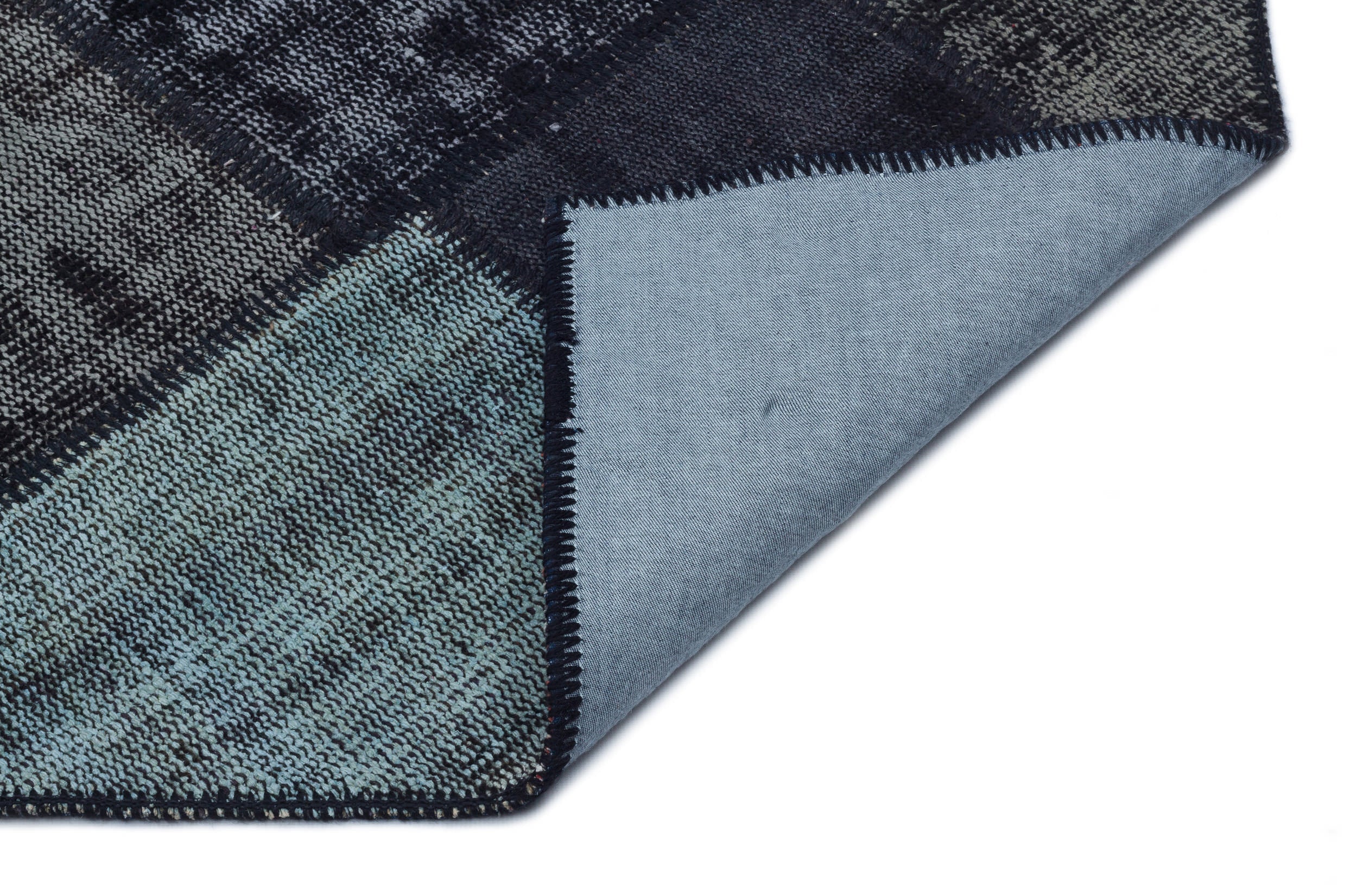 Iskece Black Vintage Wool Handmade Area Rug 5'1" x 7'7"