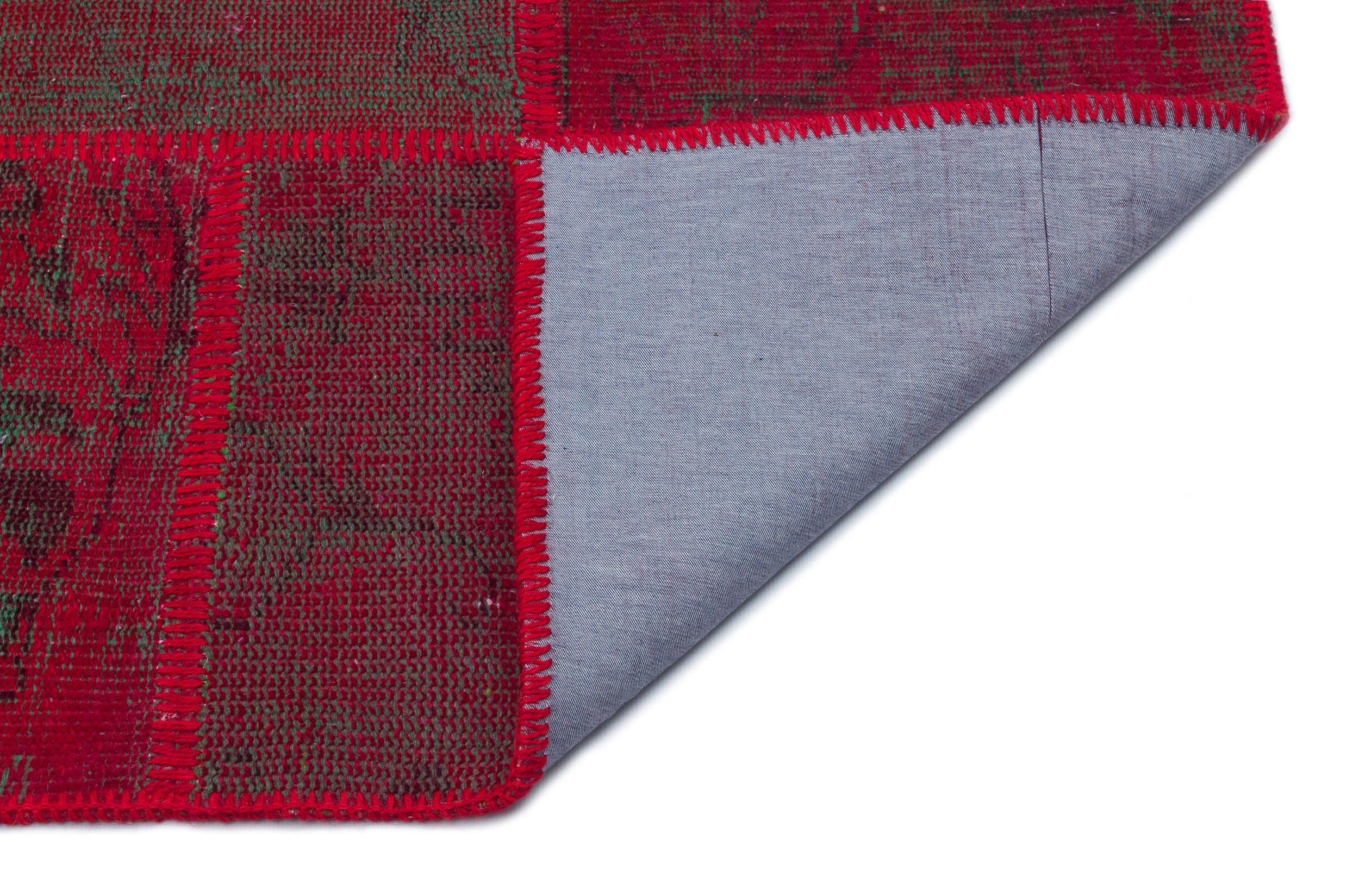 Iskece 33276 Red Patchwork Wool Handmade Area Rug 5'3" x 7'7"