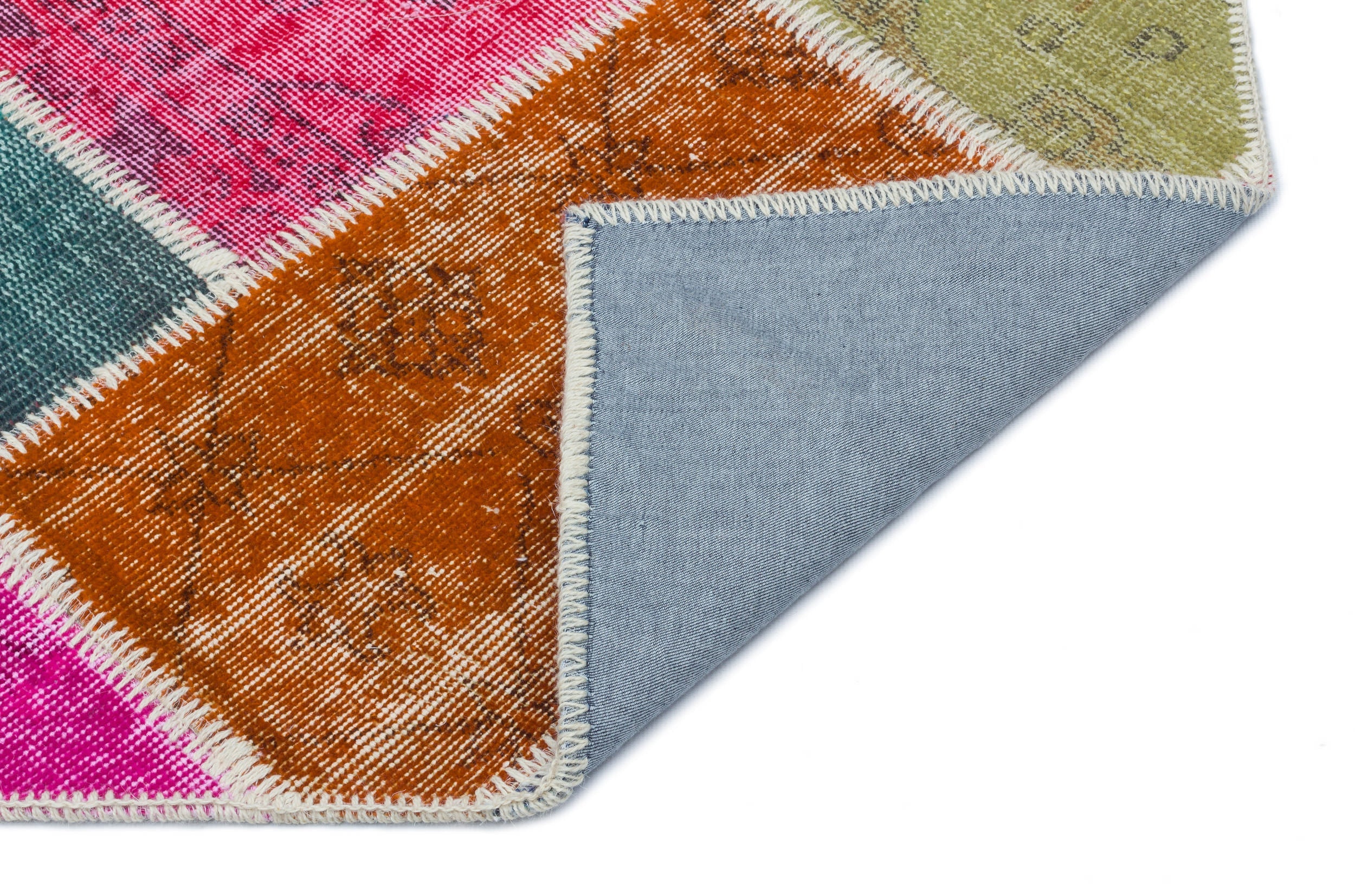 Iskece 33291 Beige Patchwork Wool Handmade Area Rug 2'7" x 4'11"