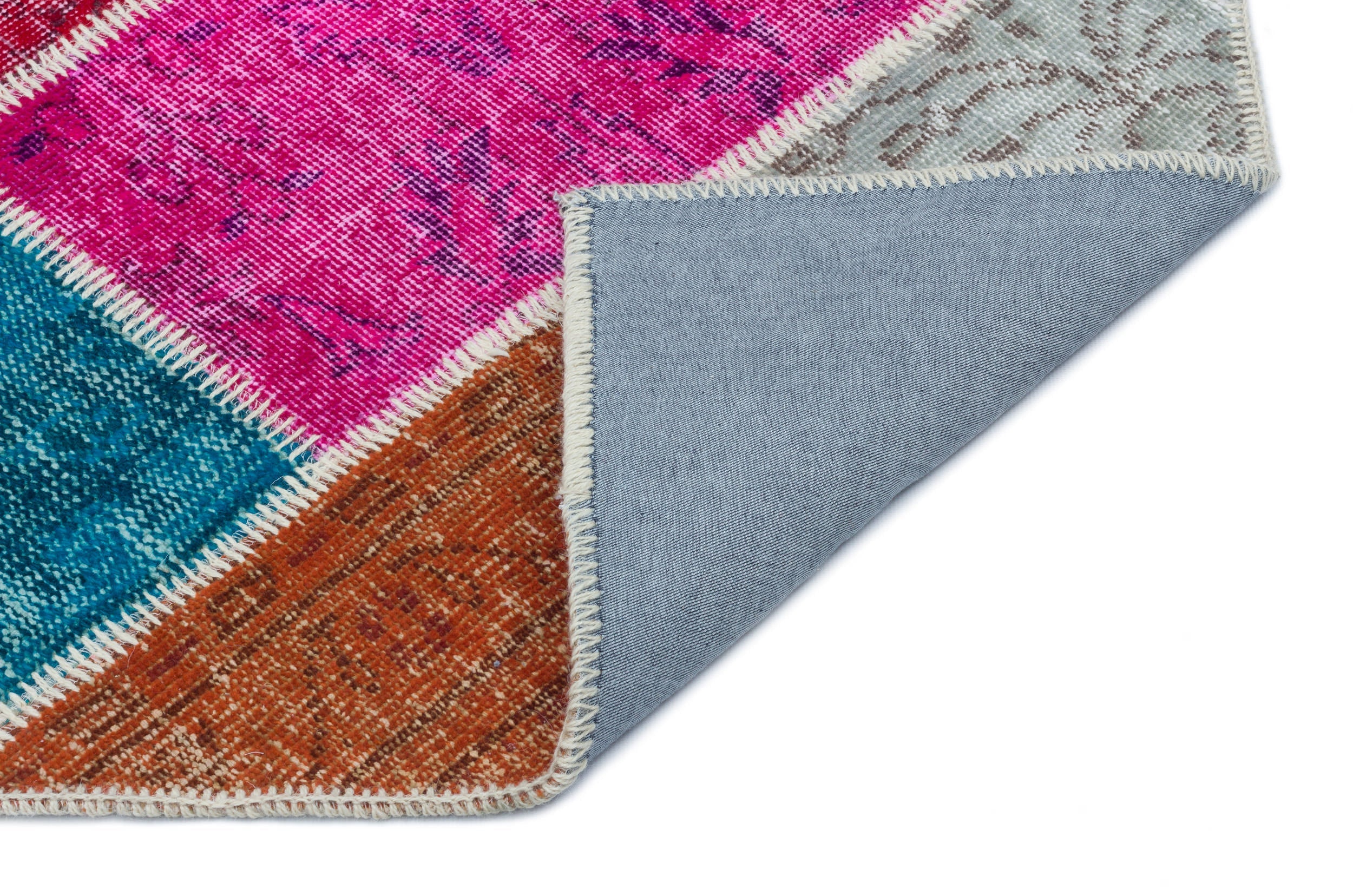 Iskece 33297 Beige Patchwork Wool Handmade Area Rug 2'7" x 4'11"