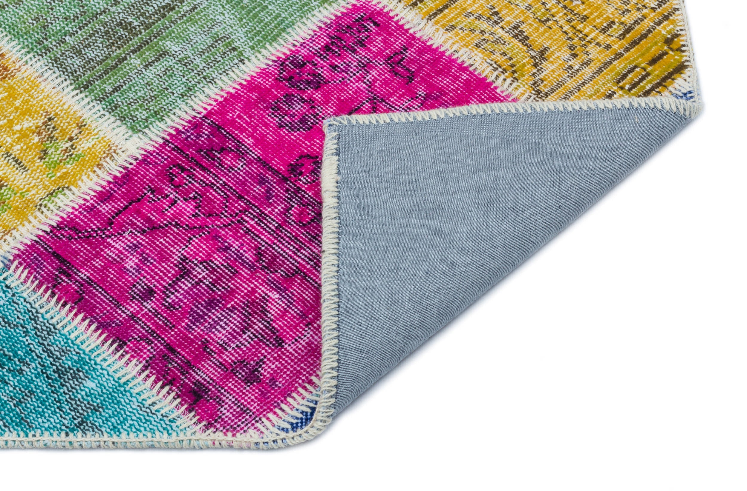 Iskece 33300 Beige Patchwork Wool Handmade Area Rug 2'7" x 4'11"