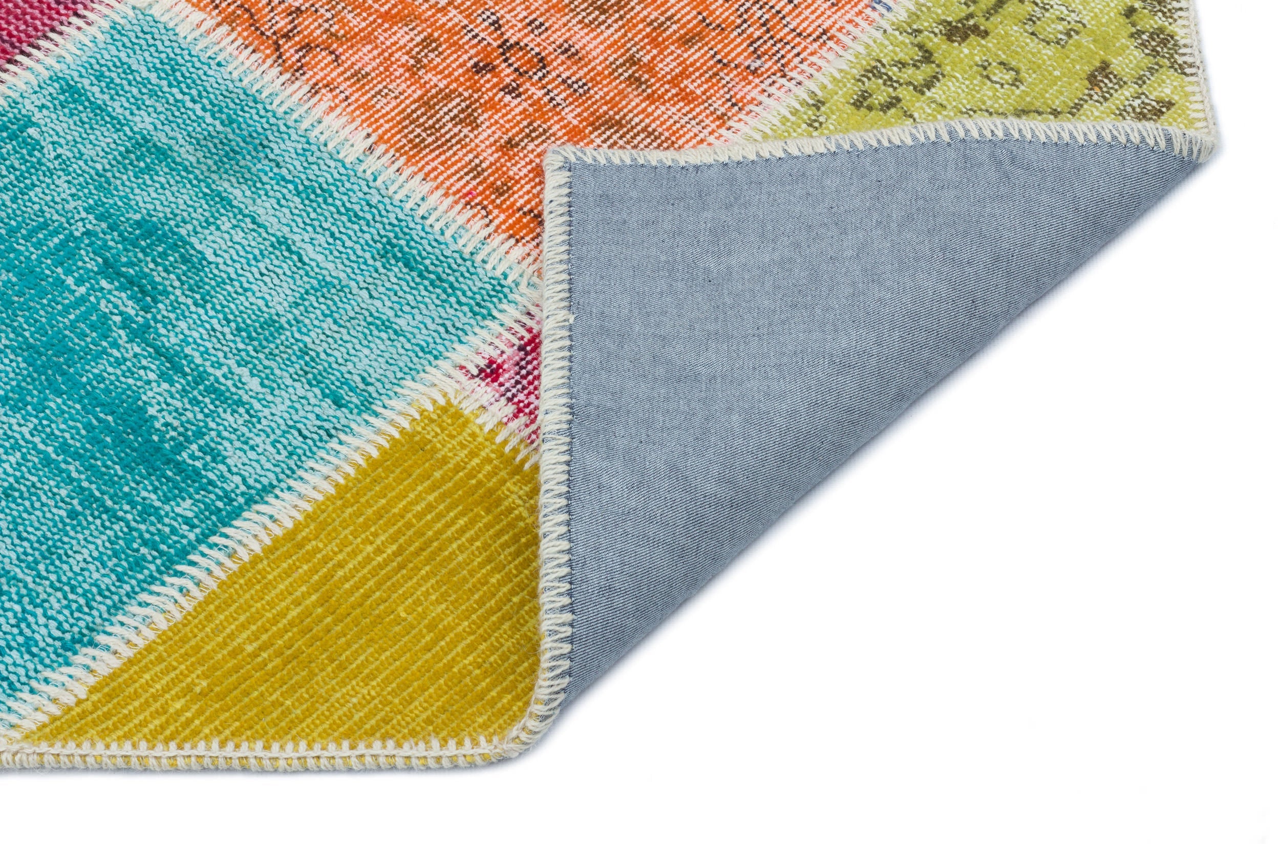 Iskece 33305 Beige Patchwork Wool Handmade Area Rug 2'7" x 4'11"