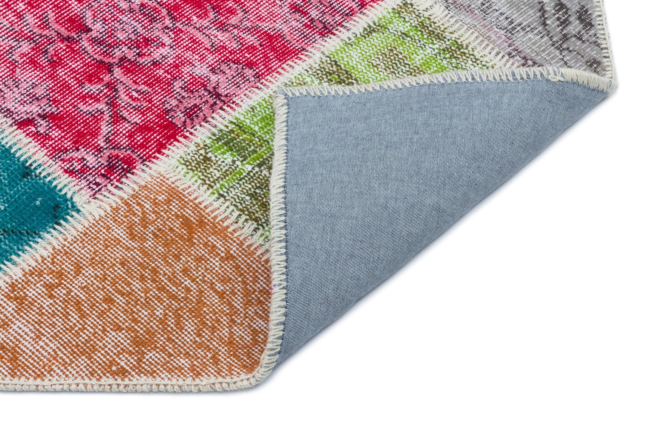 Iskece 33307 Beige Patchwork Wool Handmade Area Rug 2'7" x 4'11"