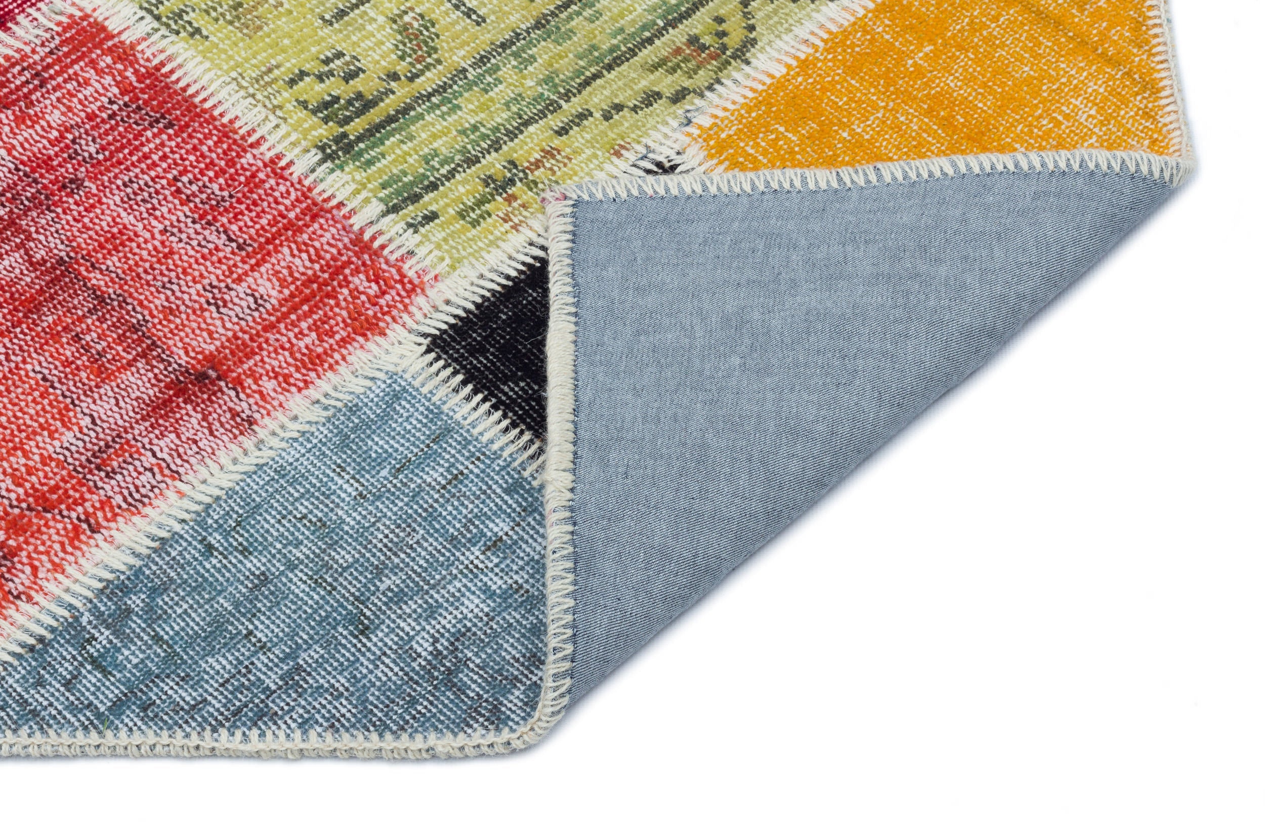 Iskece 33308 Beige Patchwork Wool Handmade Area Rug 2'7" x 4'11"