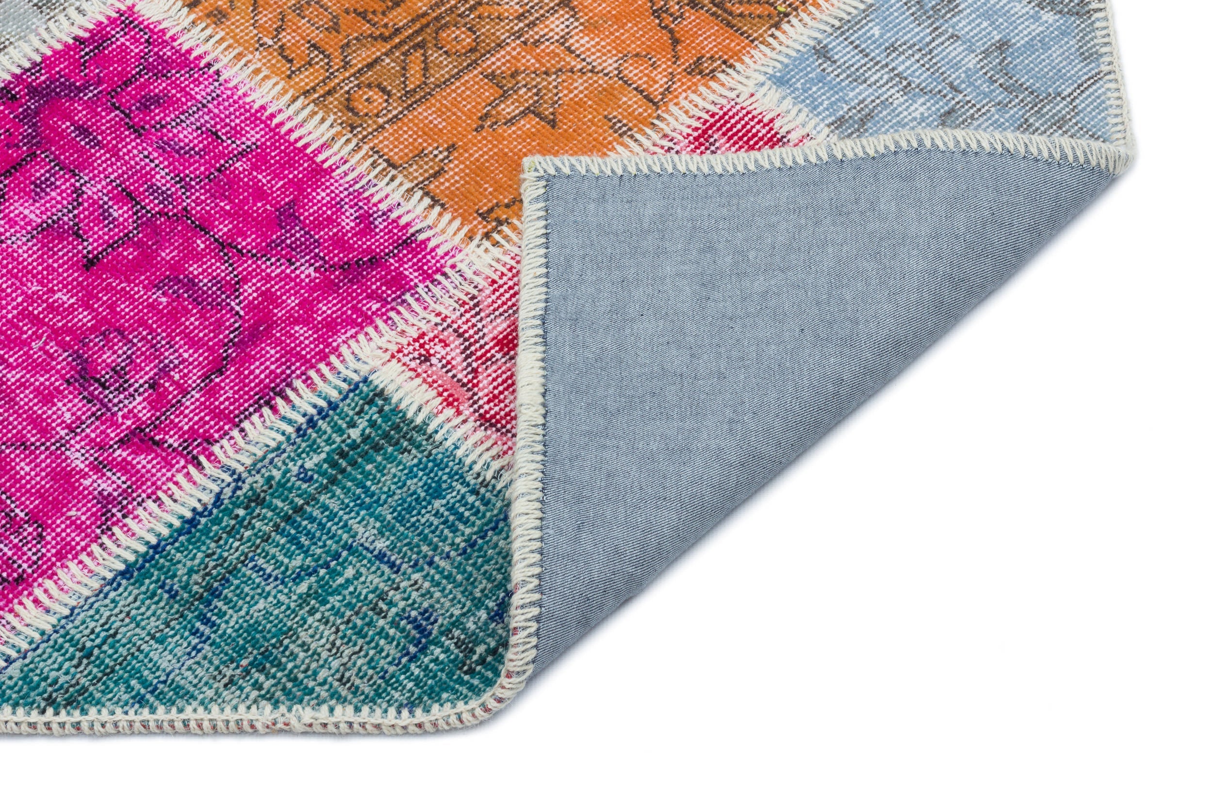 Iskece 33310 Beige Patchwork Wool Handmade Area Rug 2'7" x 4'11"