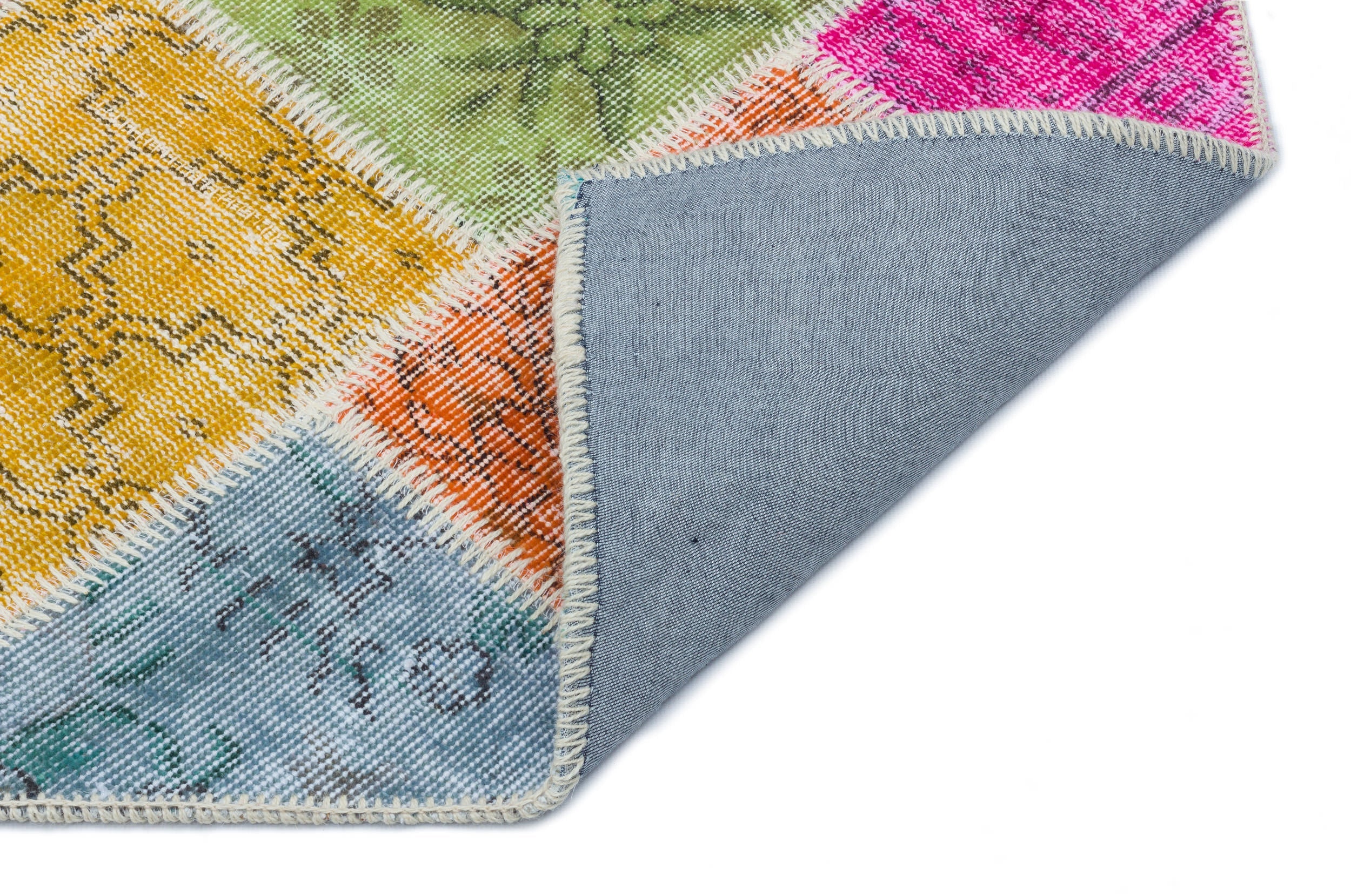 Iskece 33311 Beige Patchwork Wool Handmade Area Rug 2'7" x 4'11"