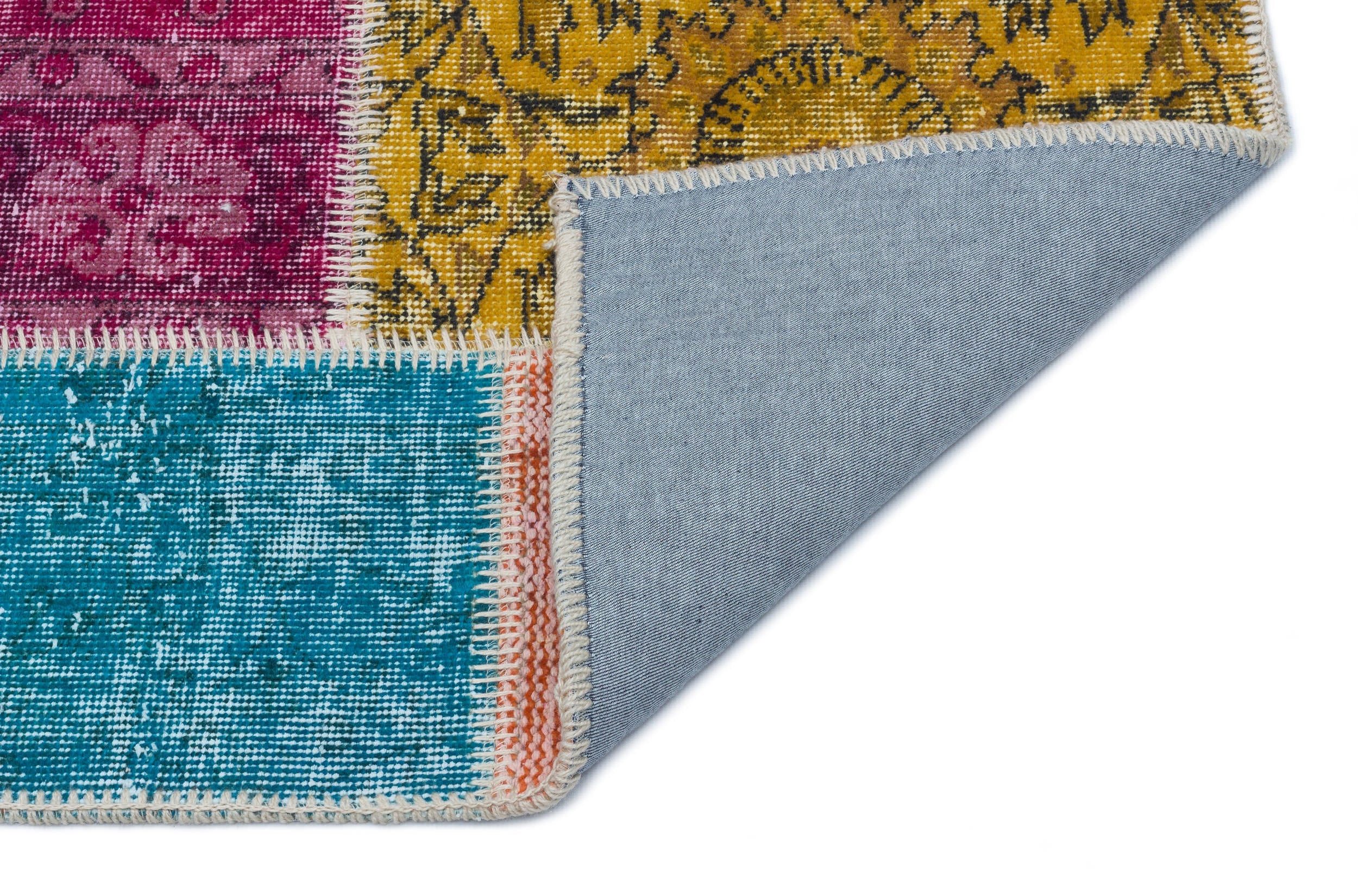 Iskece 33318 Beige Patchwork Wool Handmade Area Rug 2'7" x 4'11"