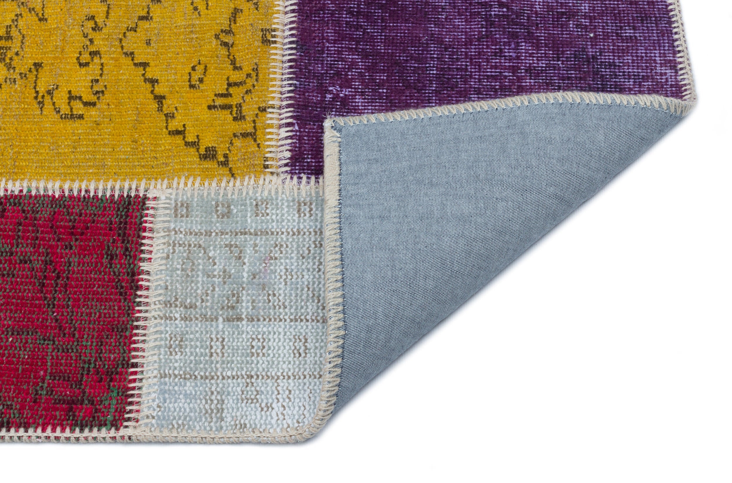 Iskece 33323 Beige Patchwork Wool Handmade Area Rug 2'7" x 4'11"