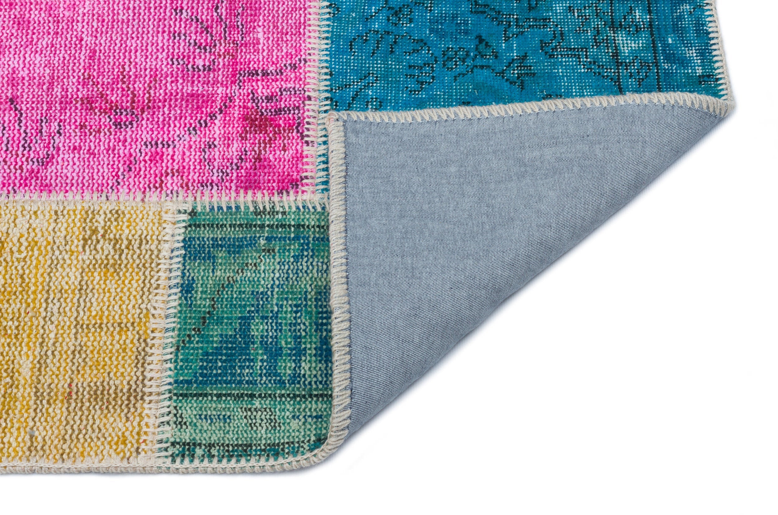 Iskece 33352 Beige Patchwork Wool Handmade Area Rug 2'7" x 4'11"