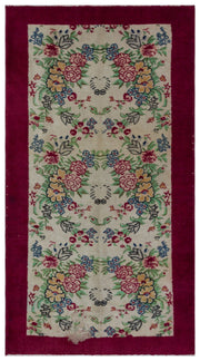 Atina Beige Vintage Wool Handmade Area Rug 4'0" x 6'11"