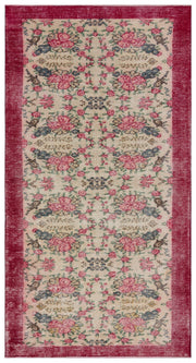 Atina Beige Vintage Wool Handmade Area Rug 3'10" x 7'3"