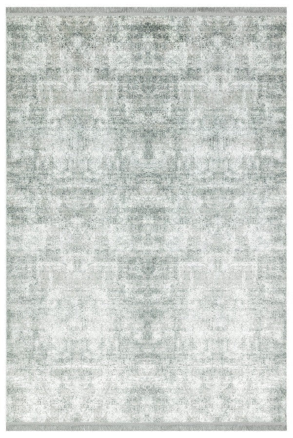 Vintage Area Rug - White Cotton Wool Blend Machine Made Rug for Living Room