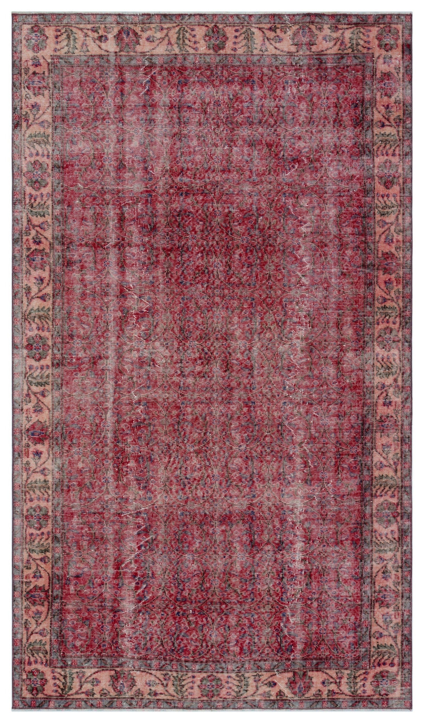 Atina Red Vintage Wool Handmade Area Rug 5'6" x 8'7"