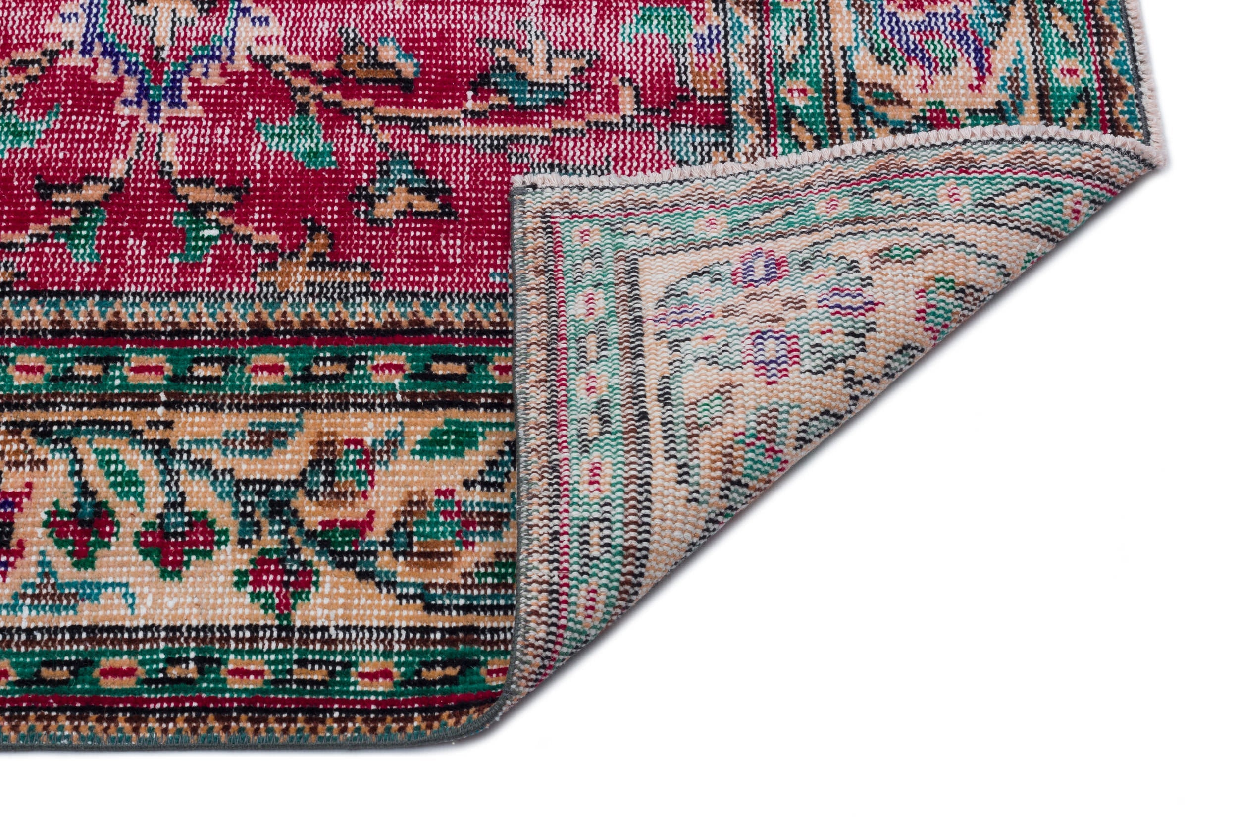 Atina Red Vintage Wool Handmade Area Rug 5'5" x 10'1"