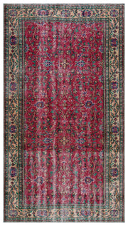 Atina Red Vintage Wool Handmade Area Rug 5'5" x 10'1"