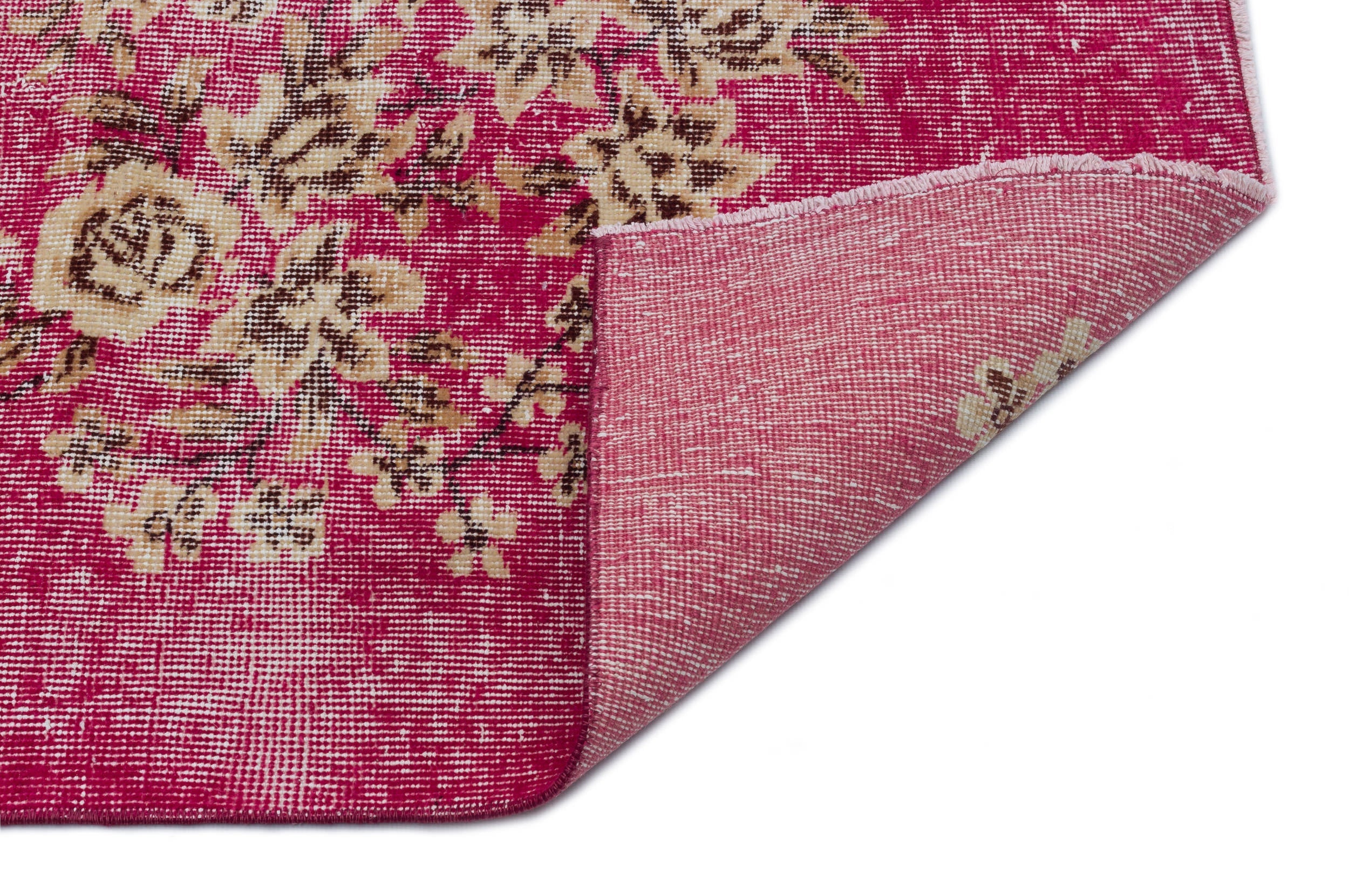 Atina Pink Vintage Wool Handmade Area Rug 4'10" x 8'1"