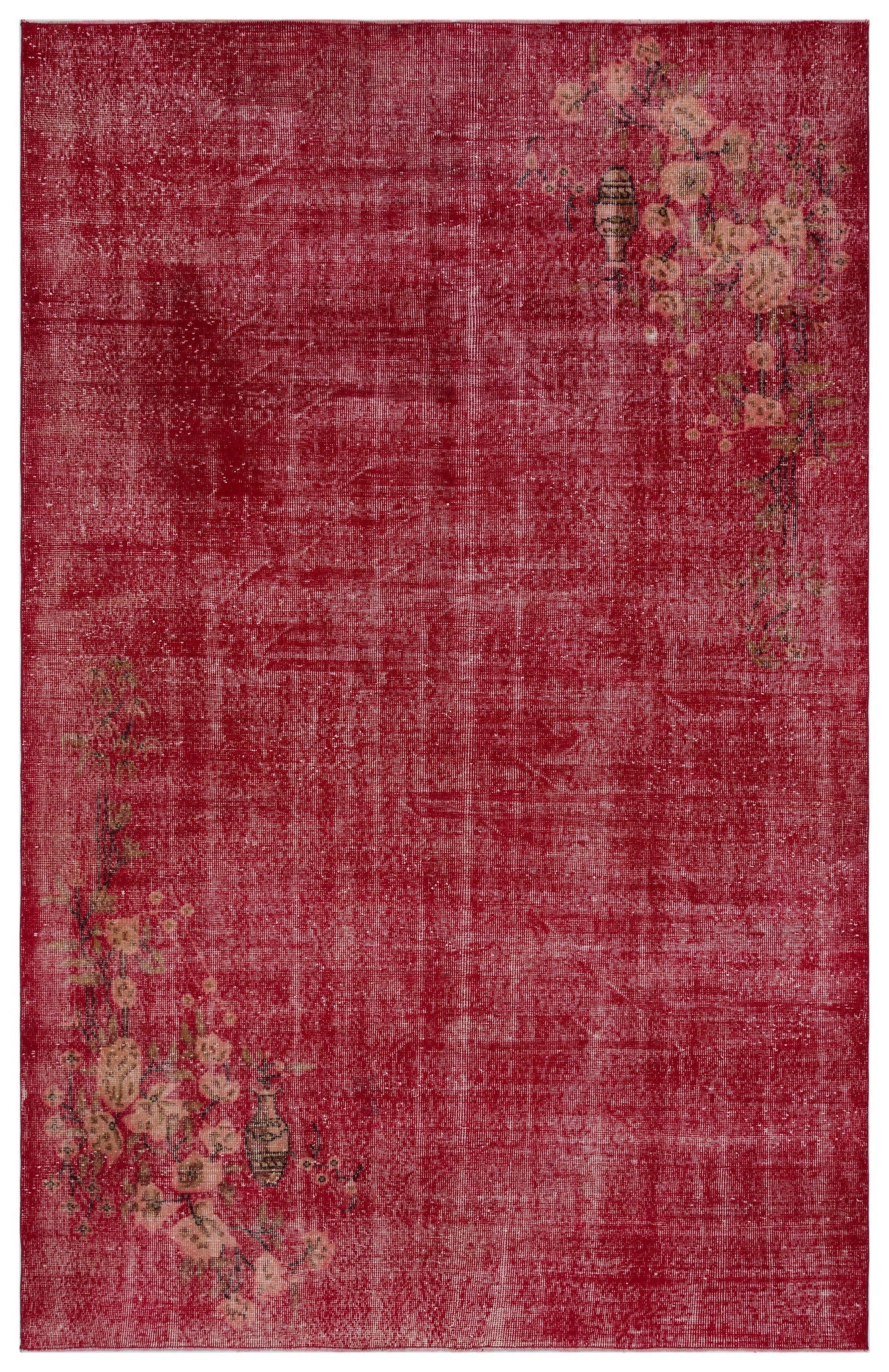 Atina Red Vintage Wool Handmade Area Rug 6'6" x 9'11"