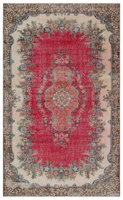 Atina Red Vintage Wool Handmade Area Rug 5'4" x 10'7"