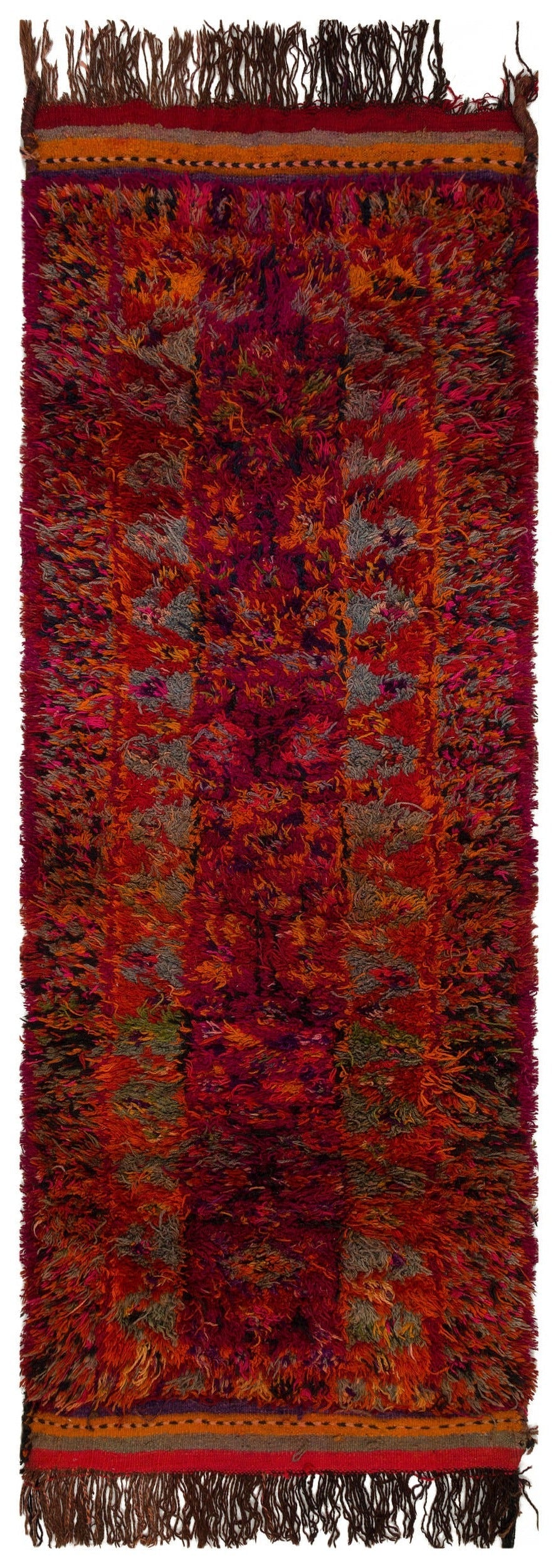 Girit Red Floral Wool Handmade Area Rug 3'7" x 9'10"