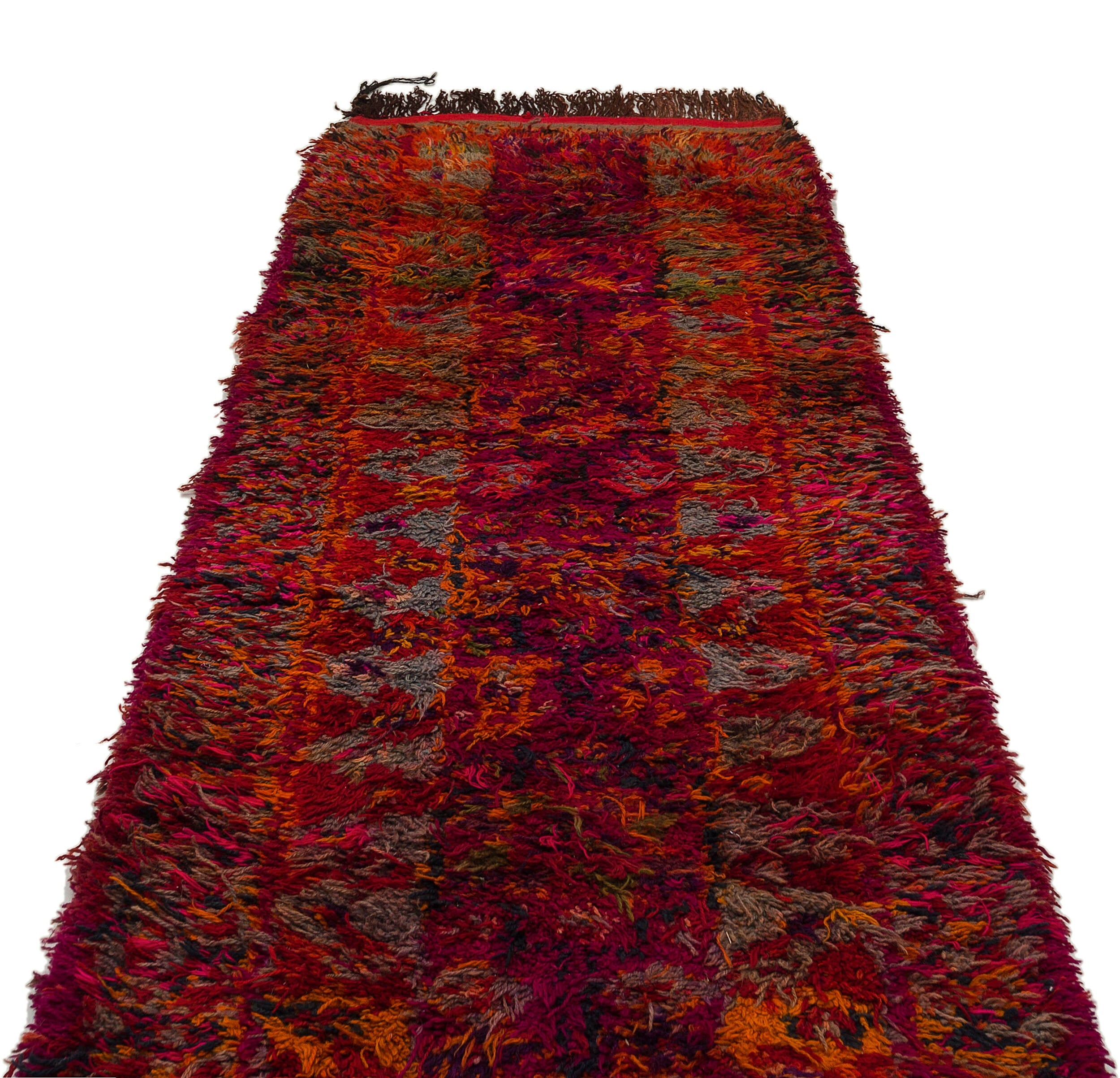 Girit Red Floral Wool Handmade Area Rug 3'7" x 9'10"