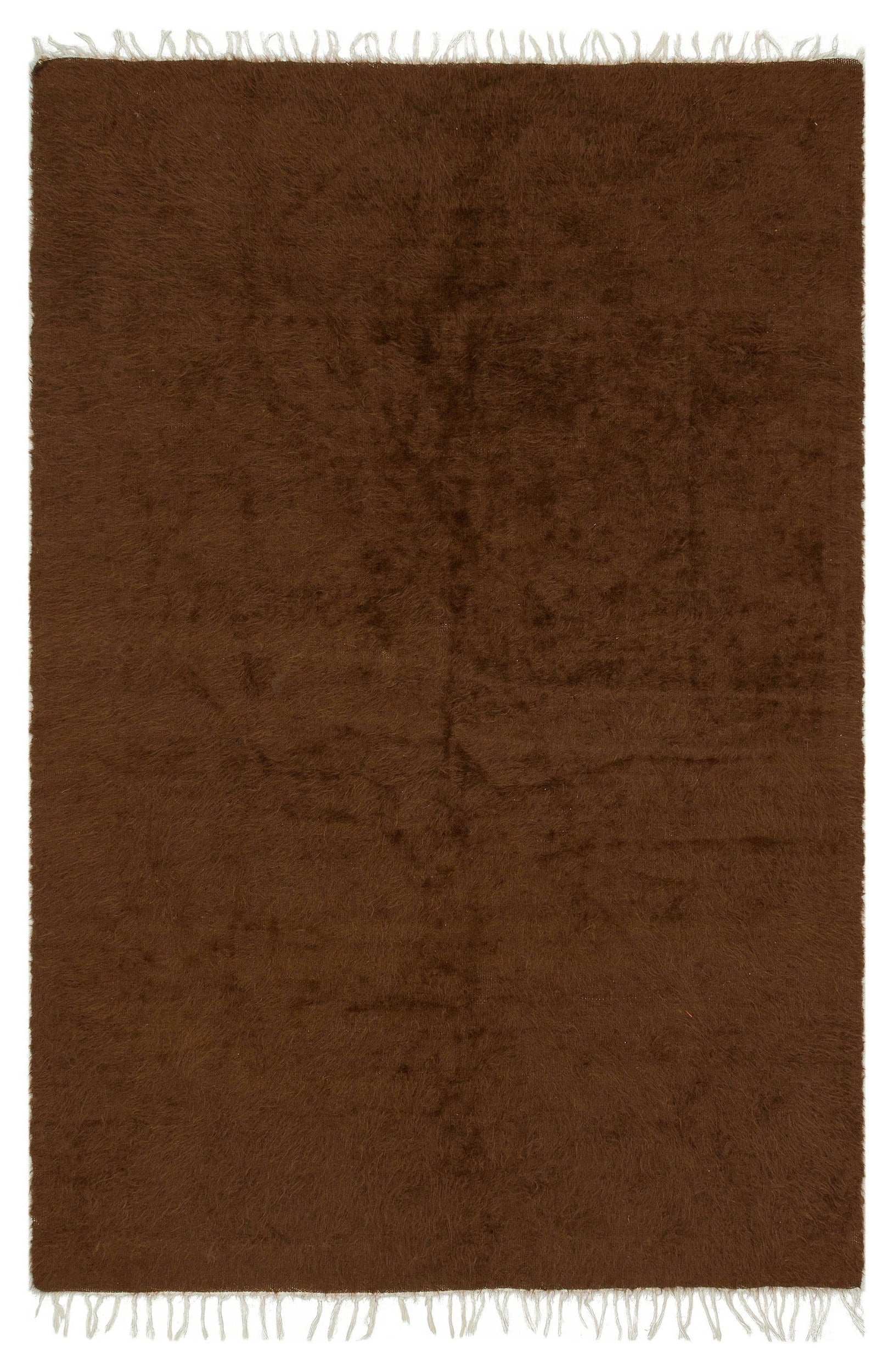 Girit Brown Geometric Wool Handmade Area Rug 4'4" x 6'7"