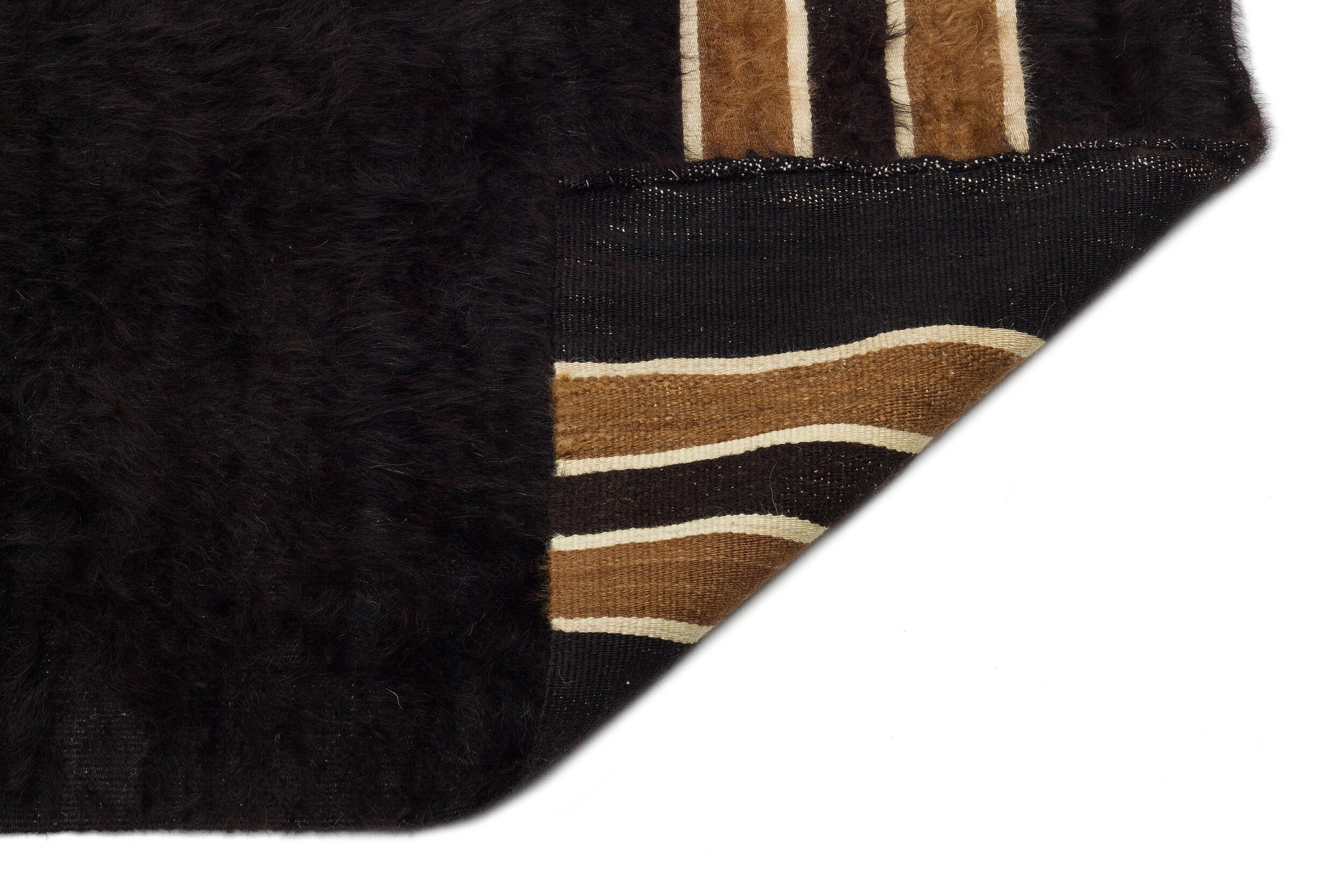 Girit Black Geometric Wool Handmade Area Rug 3'11" x 5'11"