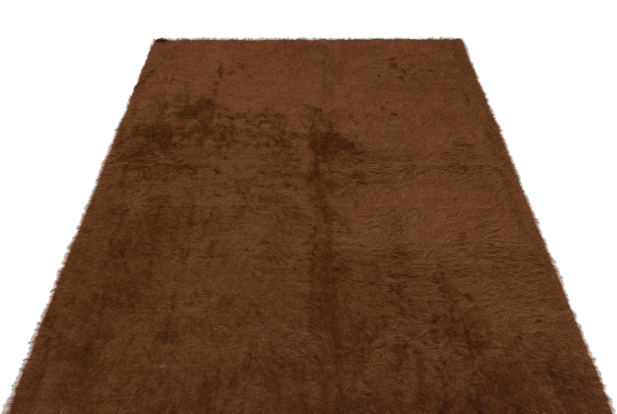 Girit Brown Geometric Wool Handmade Area Rug 4'2" x 6'3"