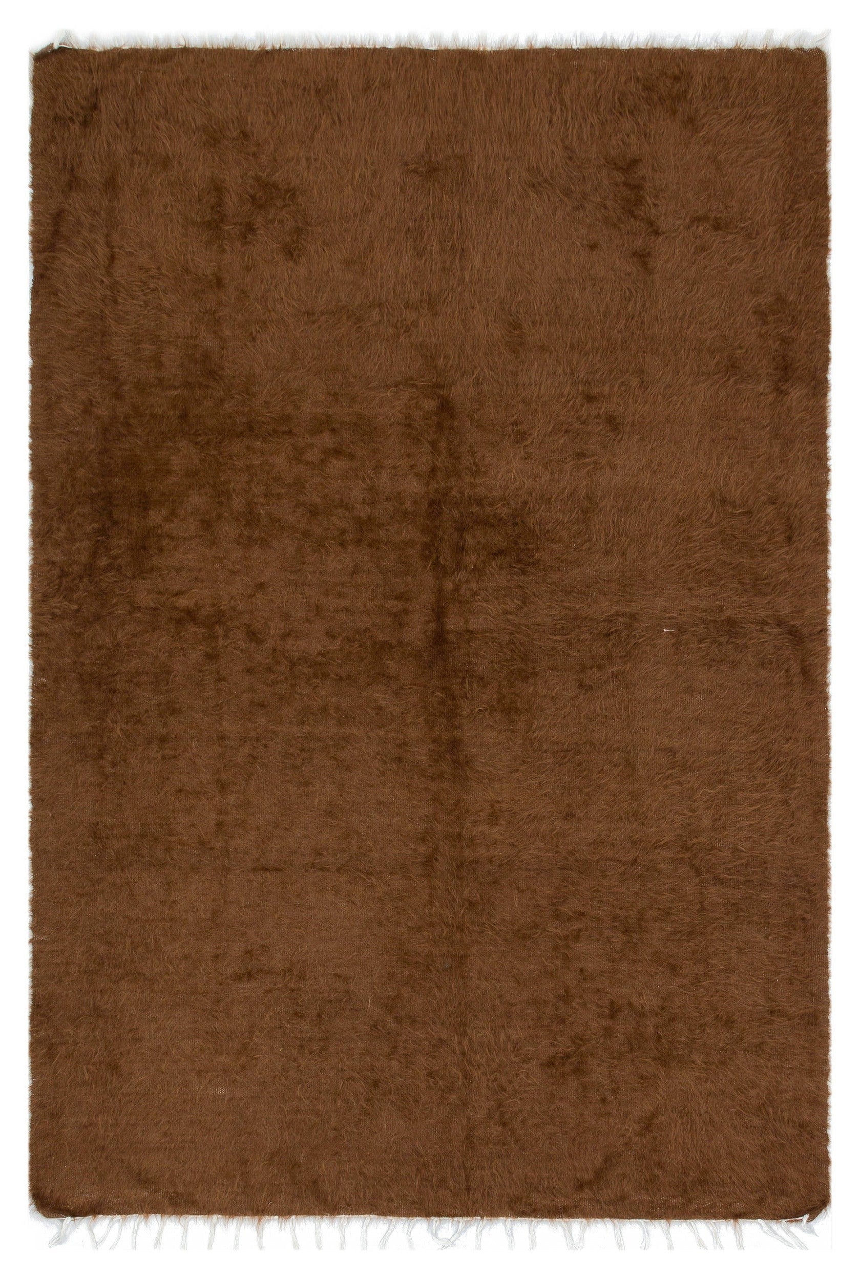 Girit Brown Geometric Wool Handmade Area Rug 4'2" x 6'3"