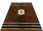 Girit Brown Geometric Wool Handmade Area Rug 4'4" x 6'9"