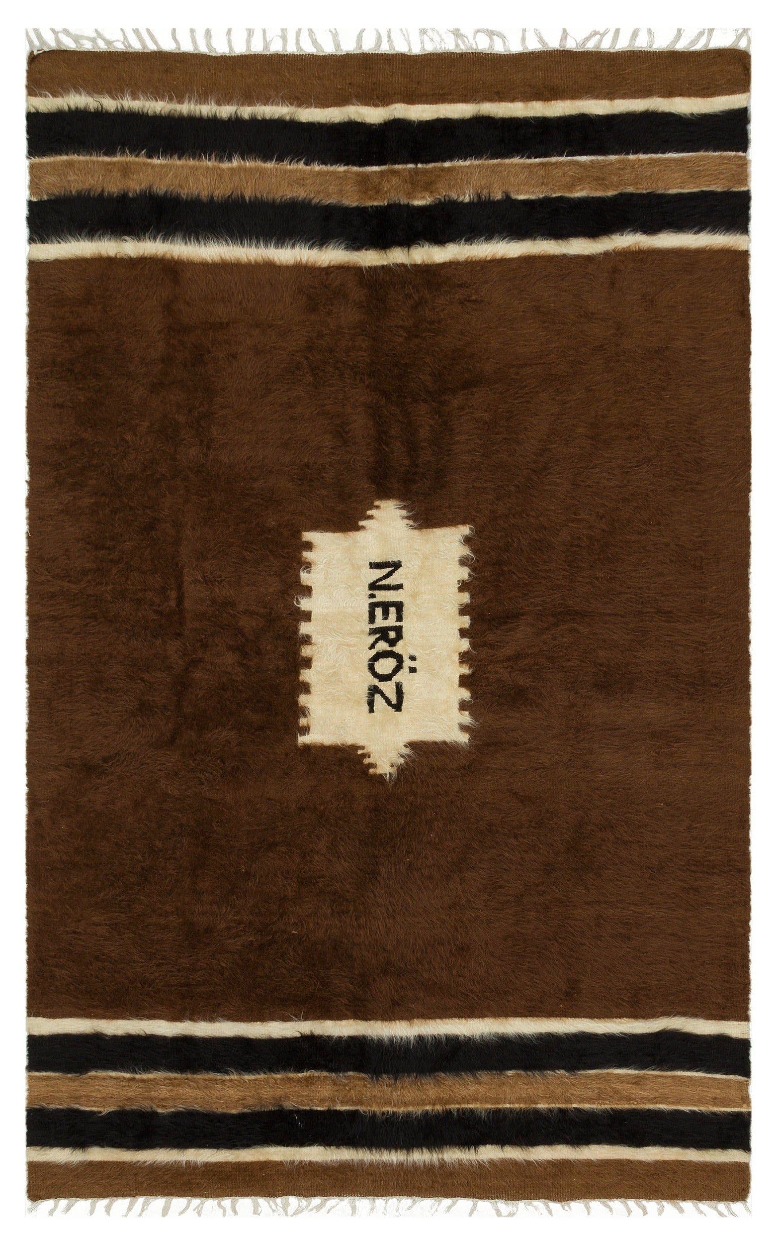 Girit Brown Geometric Wool Handmade Area Rug 4'4" x 6'9"