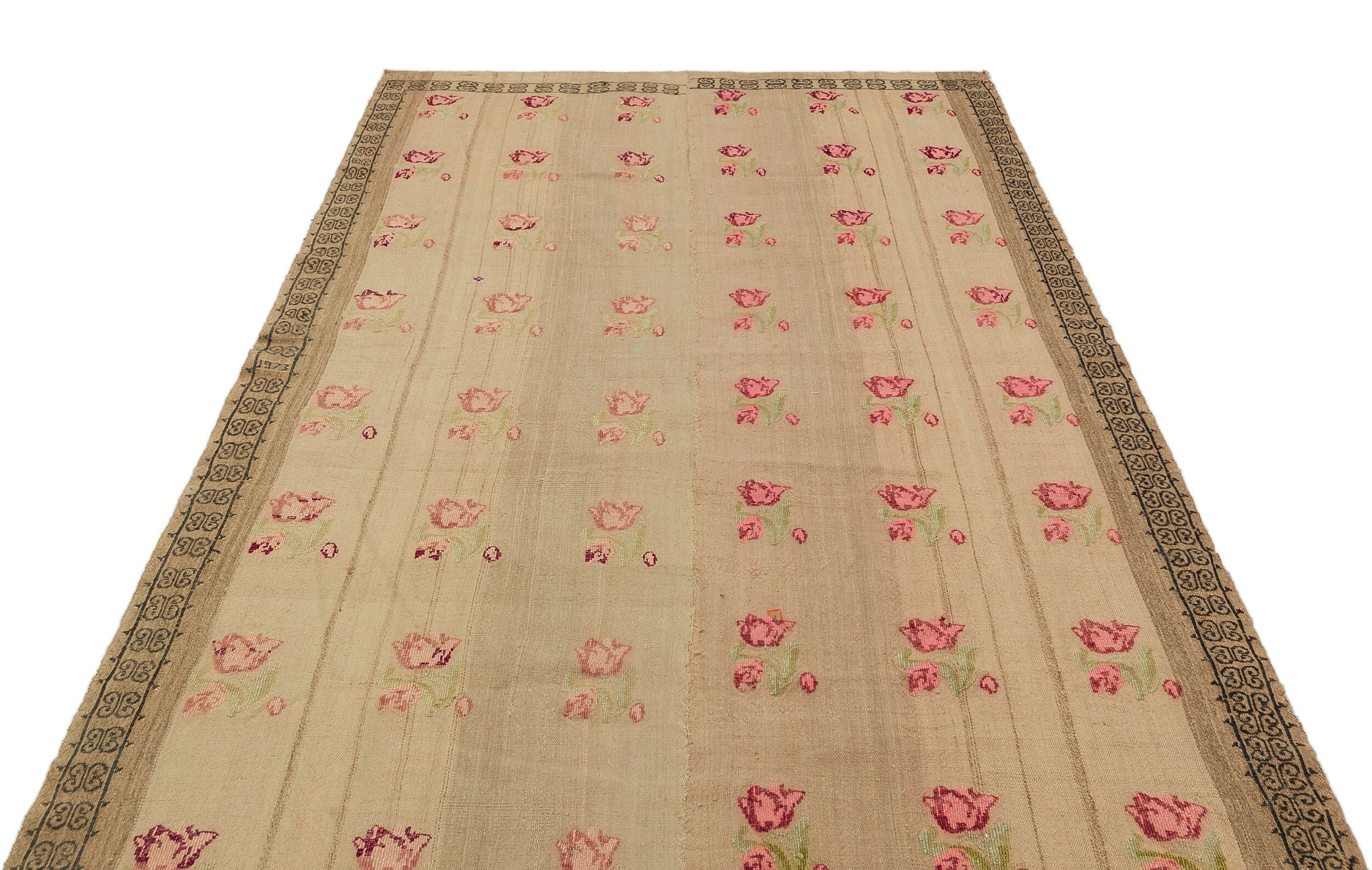 Girit Brown Geometric Wool Handmade Area Rug 5'2" x 8'3"