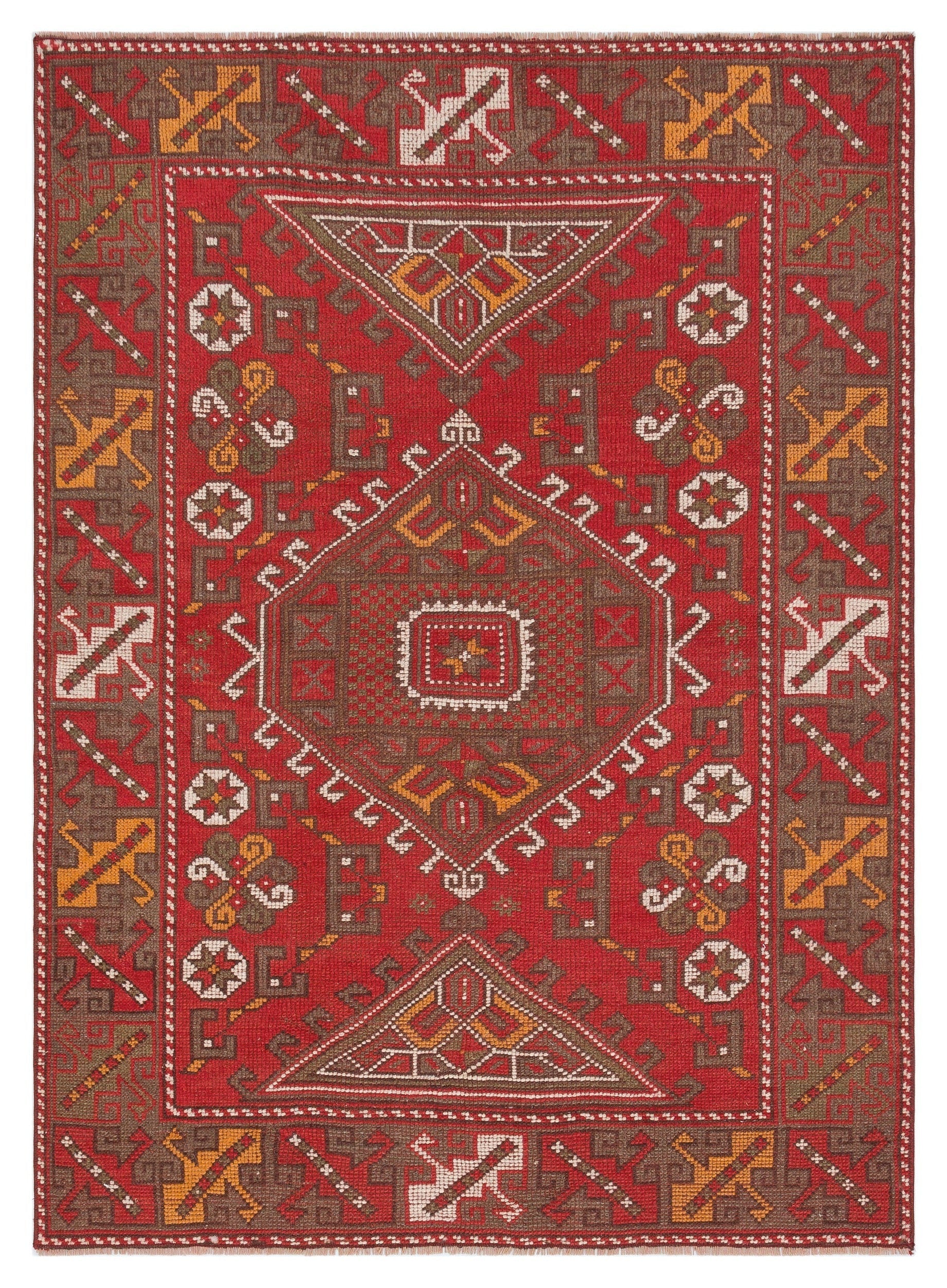 Kavala Red Classic Wool Handmade Area Rug 4'1" x 5'6"