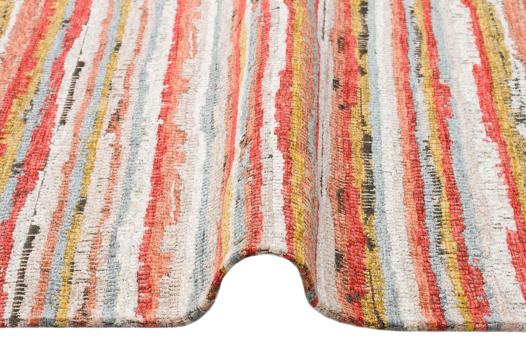 Cotton Kilim Carpet - Durable Orange Striped Woven Flatweave Rug With Soft Texture