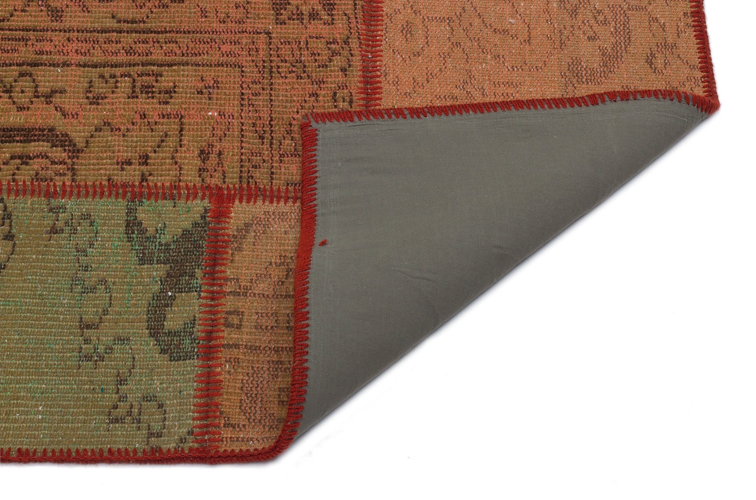 Iskece 33848 Brown Patchwork Wool Handmade Area Rug 3'11" x 6'0"