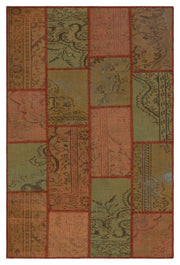 Iskece 33848 Brown Patchwork Wool Handmade Area Rug 3'11" x 6'0"